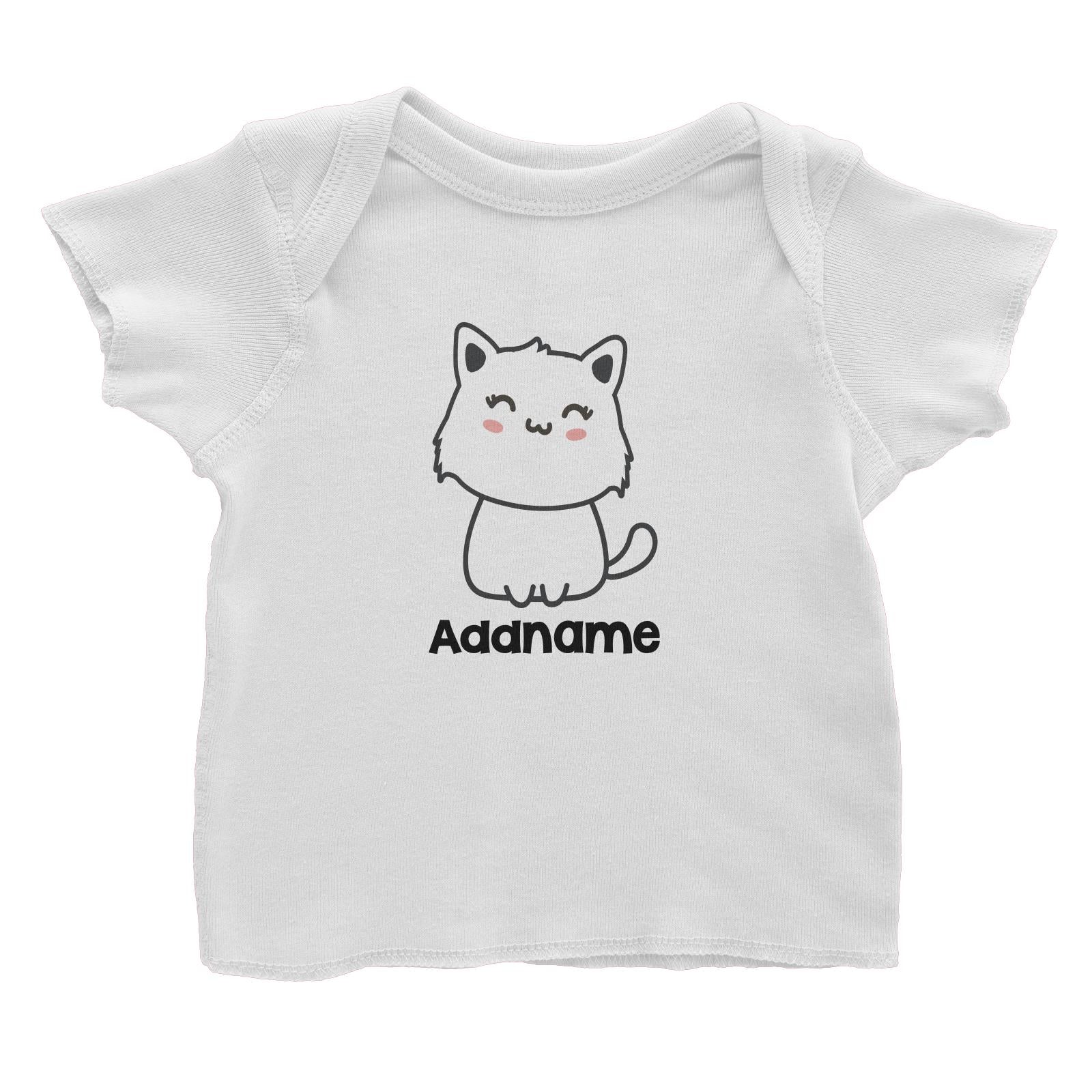 Drawn Adorable Cats White Addname Baby T-Shirt