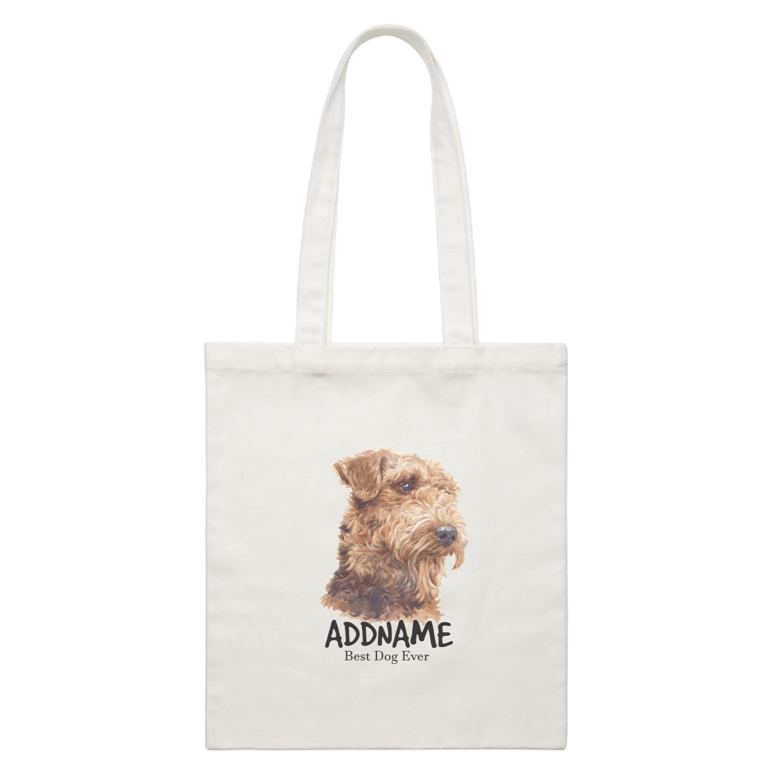 Watercolor Dog Airedale Terrier Best Dog Ever Addname White Canvas Bag