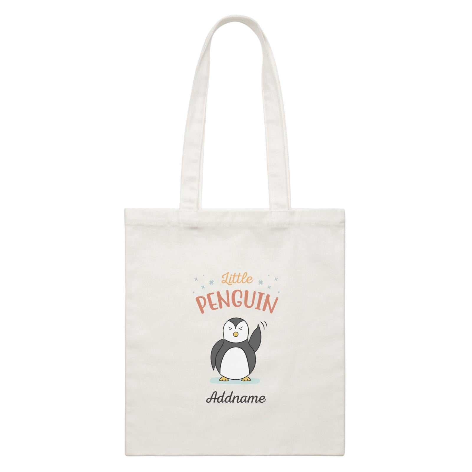 Penguin Family Little Penguin Happy Waving Hand Addname Canvas Bag