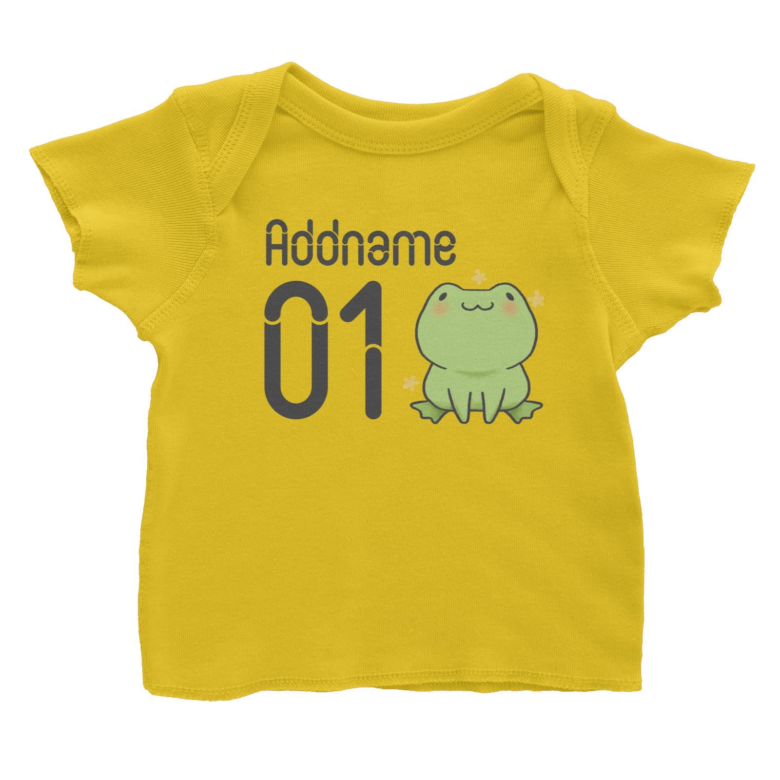 Name and Number Cute Hand Drawn Style Frog Baby T-Shirt