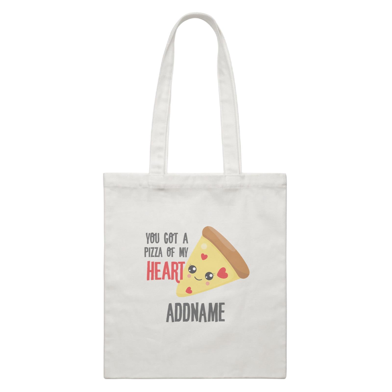 Love Food Puns You Got A Pizza Of My Heart Addname White Canvas Bag