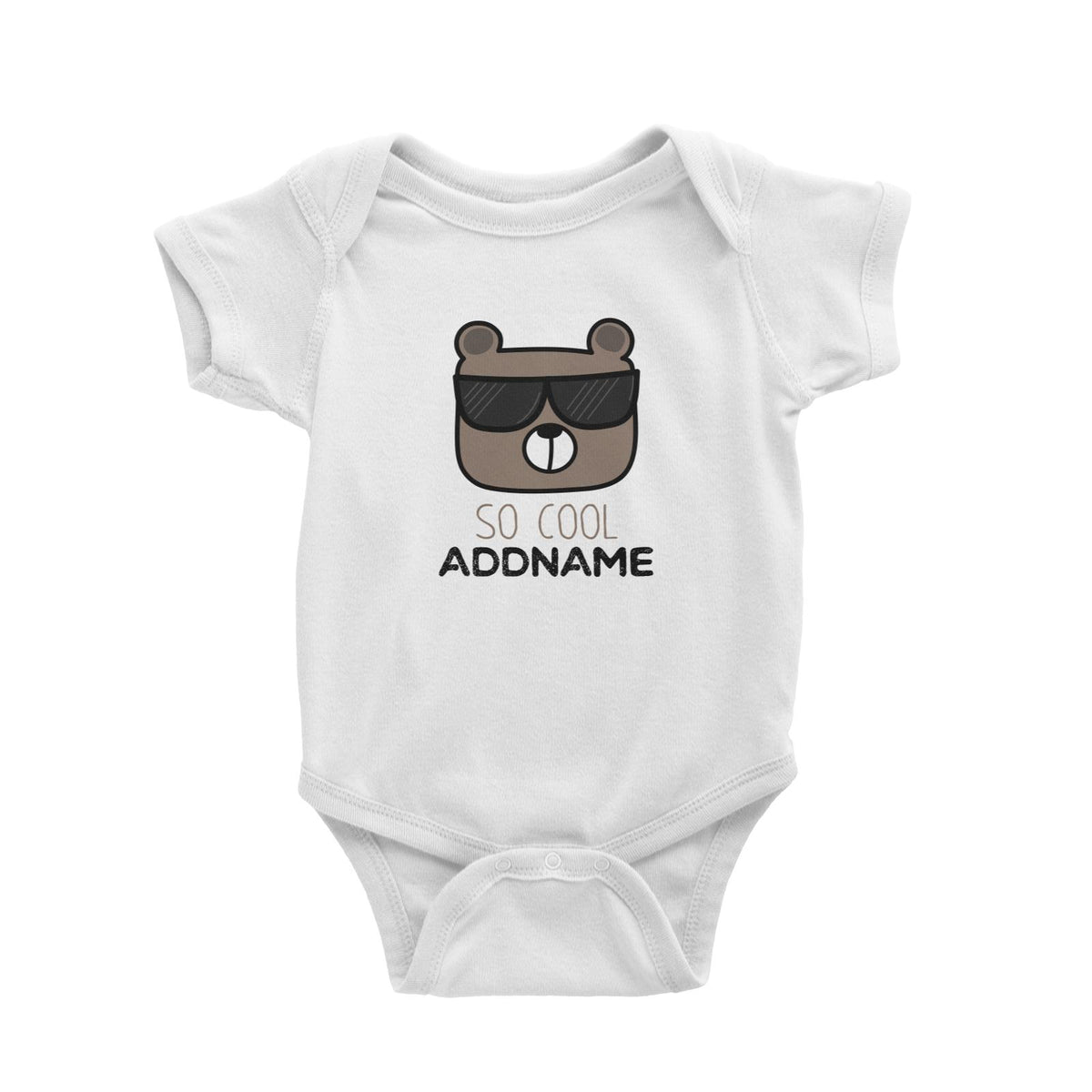 Cute Animals And Friends Series Cool Bear With Sunglasses Addname Baby Romper