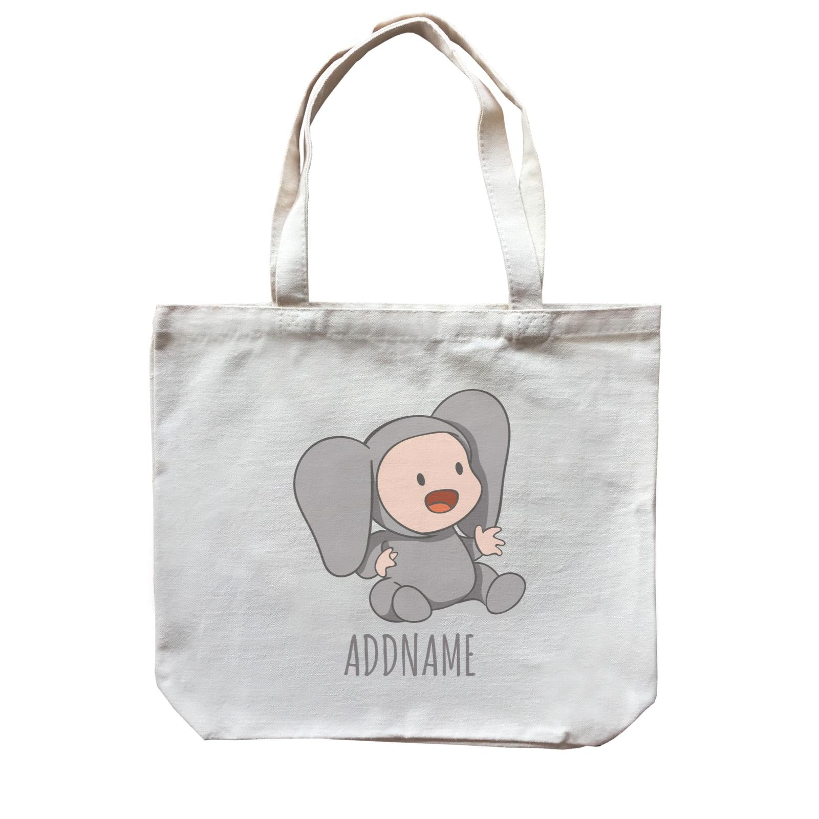 Cute Baby in Grey Elephant Suit Addname Canvas Bag