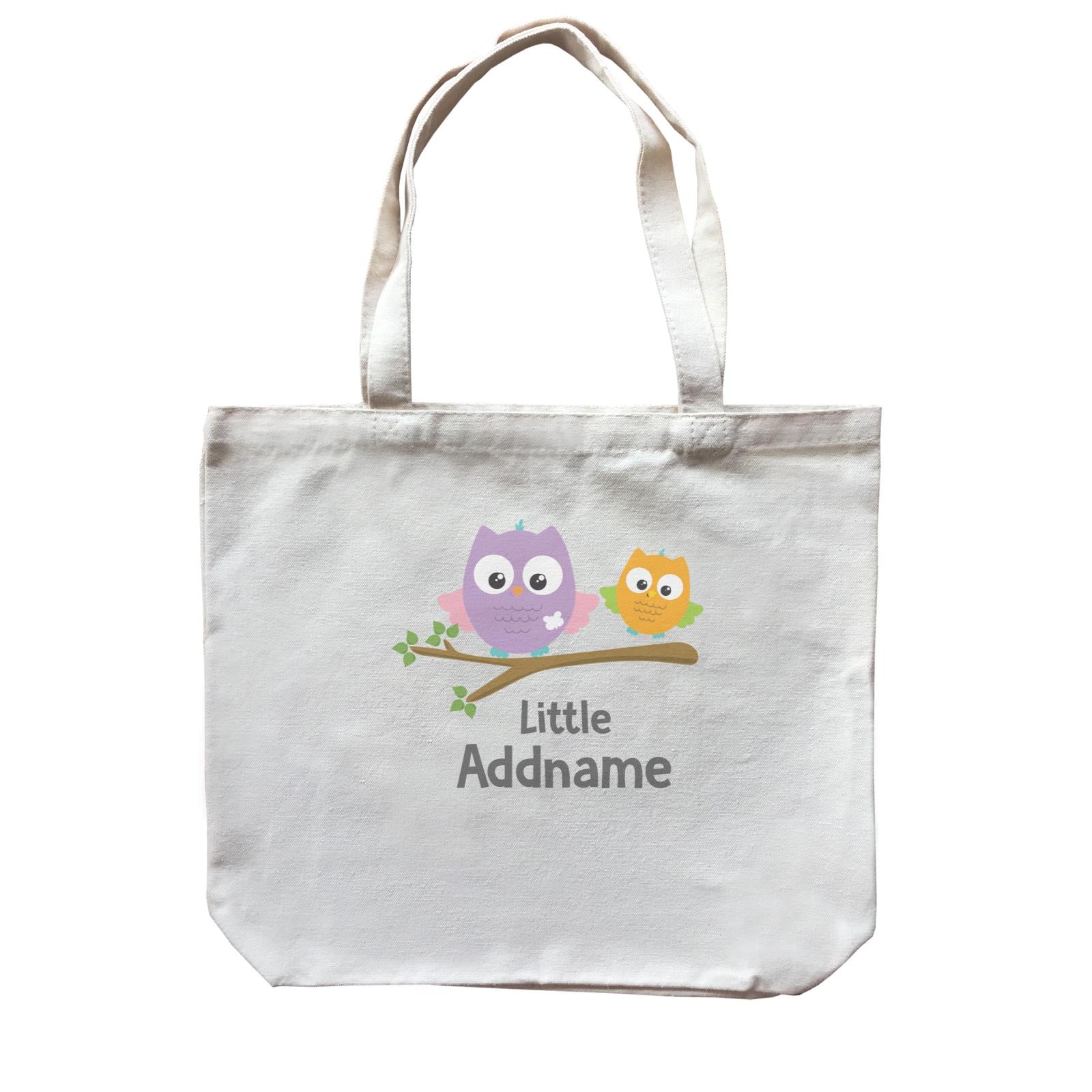 Cute Owls On Branch Little Addname Canvas Bag