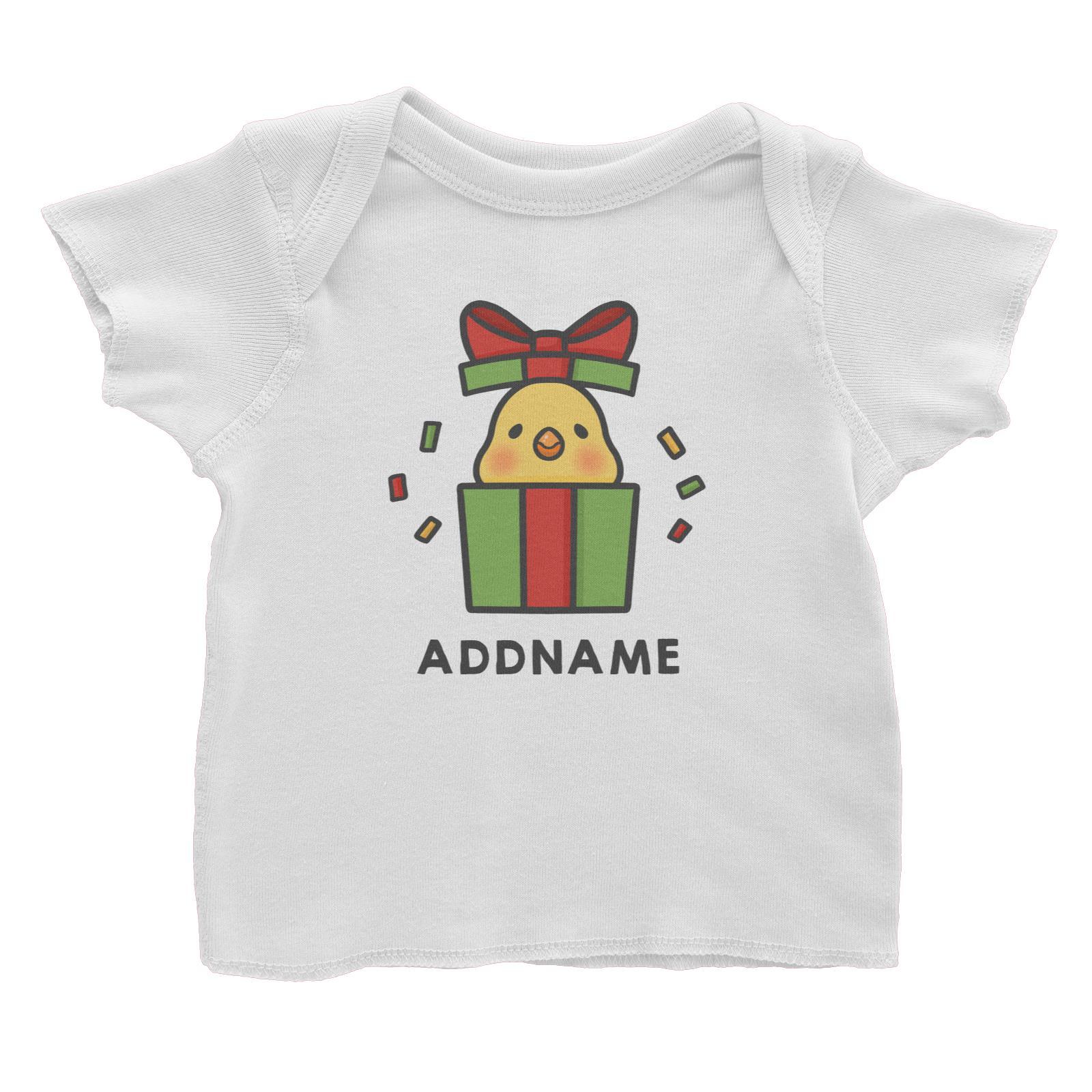 Xmas Cute Chick In Gift Box Addname Accessories Baby T-Shirt