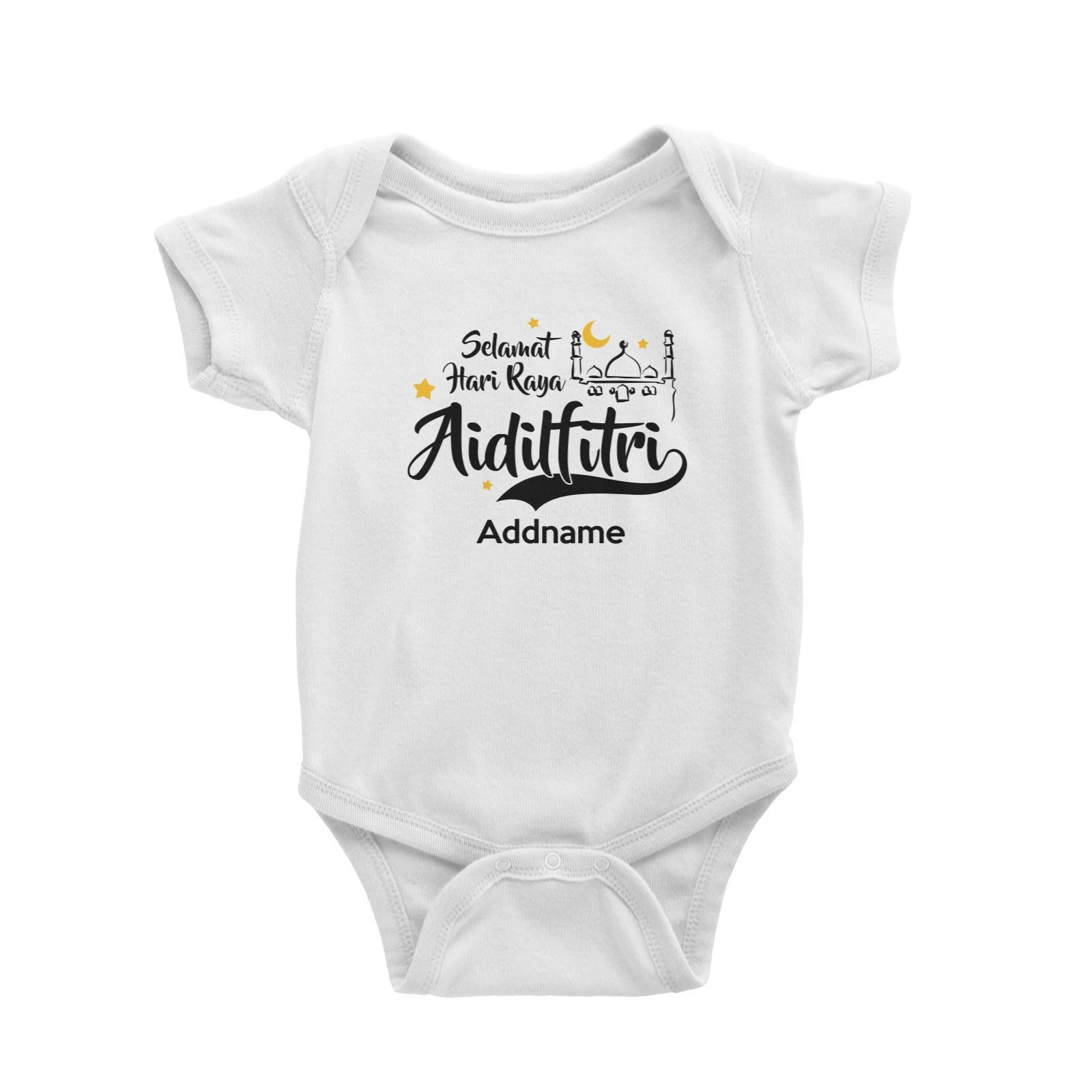 Raya Typography Doodle Mosque Selamat Hari Raya Aidilfitri Addname Baby Rompers