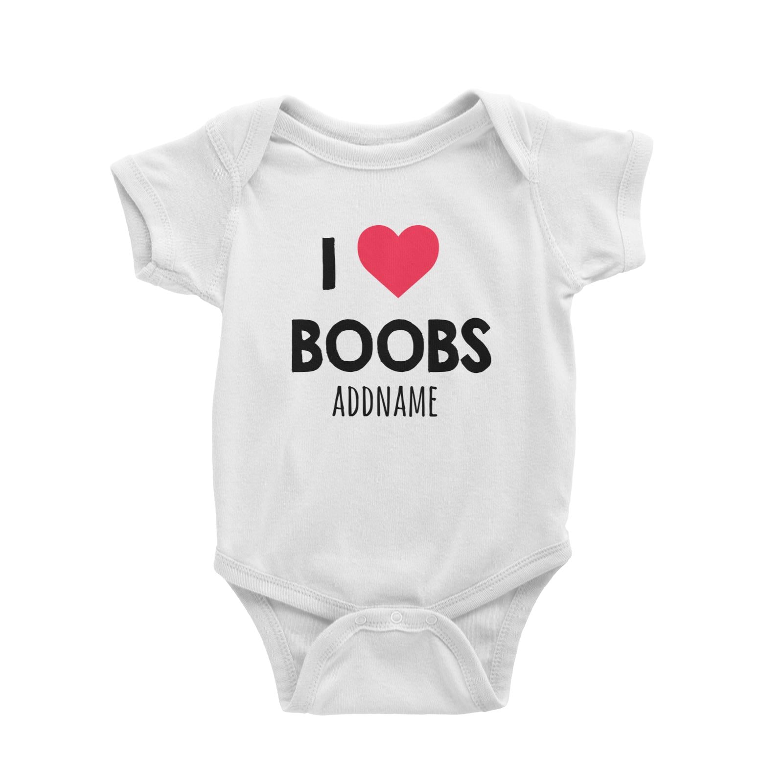 I Love Boobs White Baby Romper