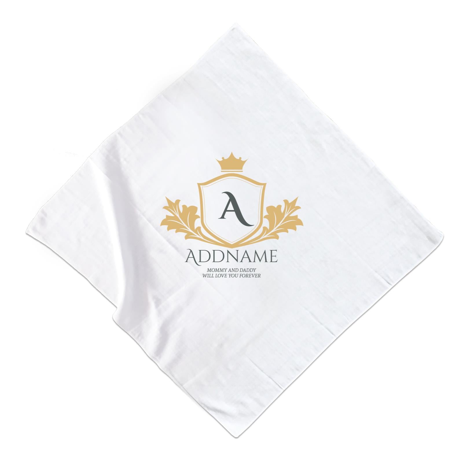 Royal Emblem Logo with Crown Personalizable with Initial Name and Text Muslin Square