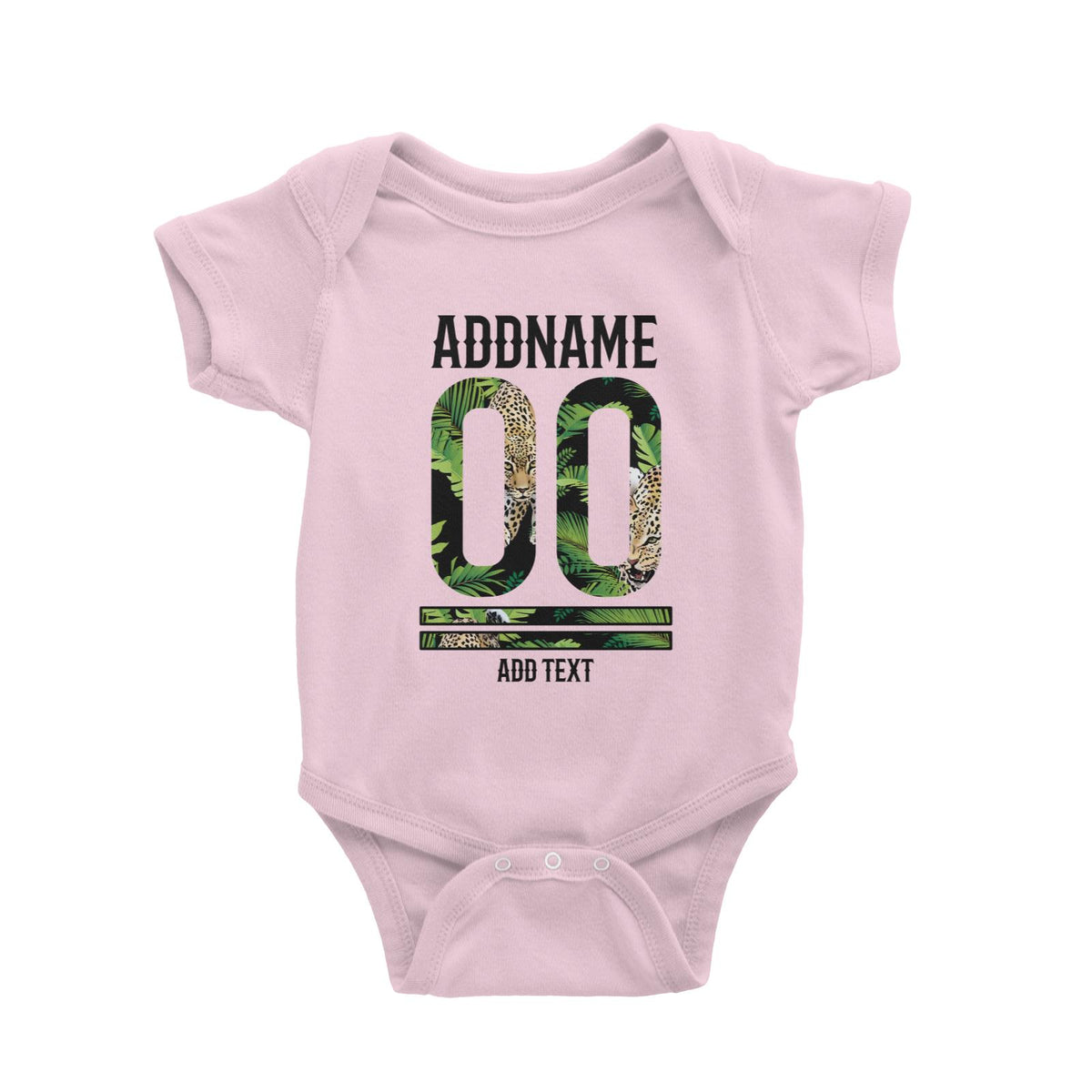 Tropical Leaves Leopard Pattern Personalizable with Name Number and Text Baby Romper