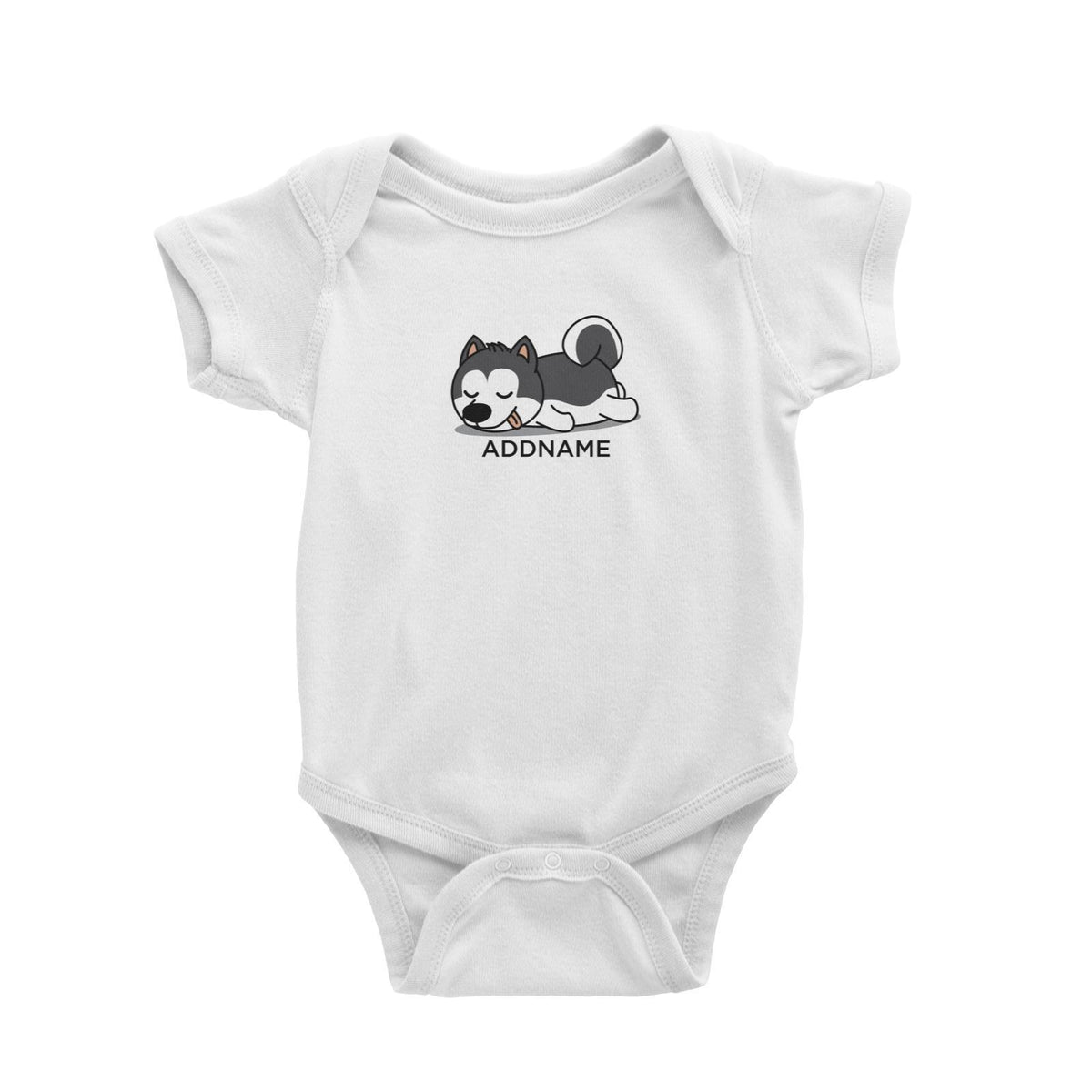 Lazy Husky Dog Addname Baby Romper