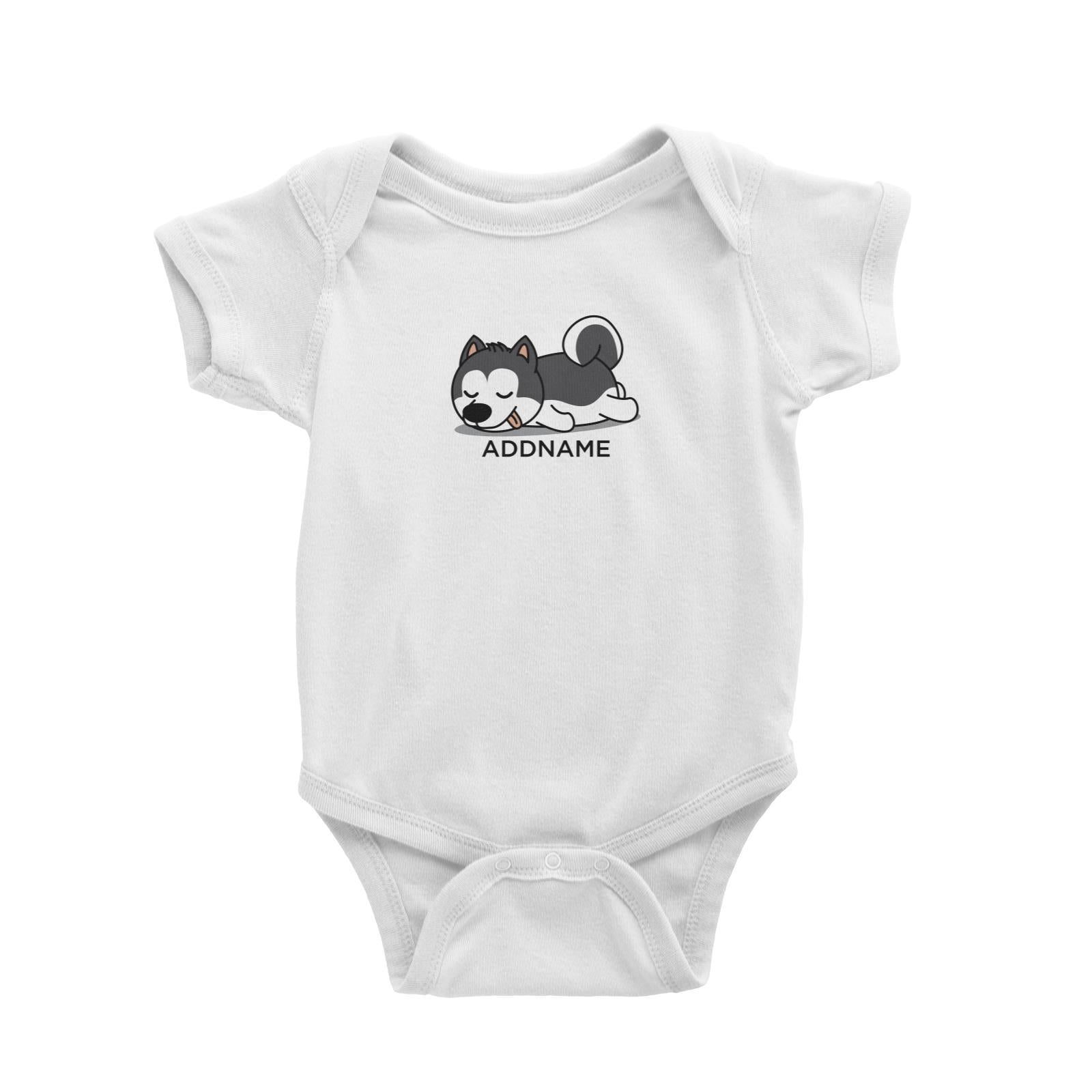 Lazy Husky Dog Addname Baby Romper