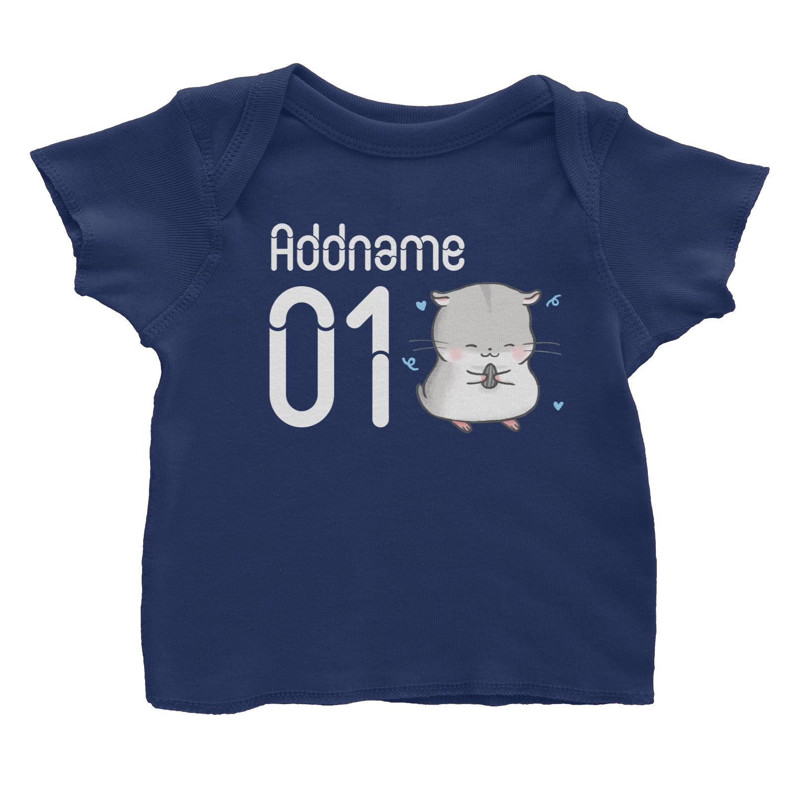 Name and Number Cute Hand Drawn Style Hamster Baby T-Shirt
