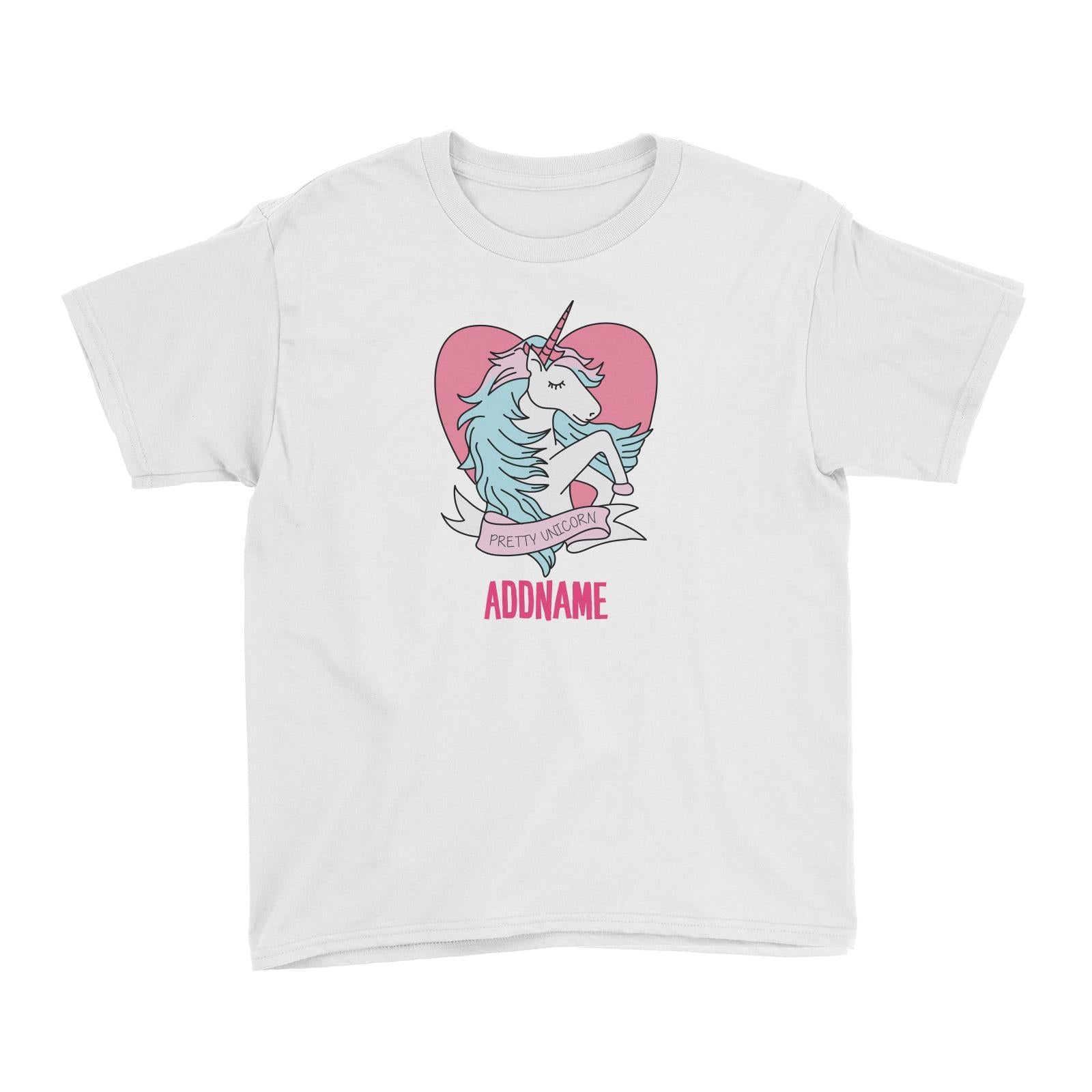 Cool Vibrant Series Sweet Pretty Unicorn Heartshape Addname Kid's T-Shirt
