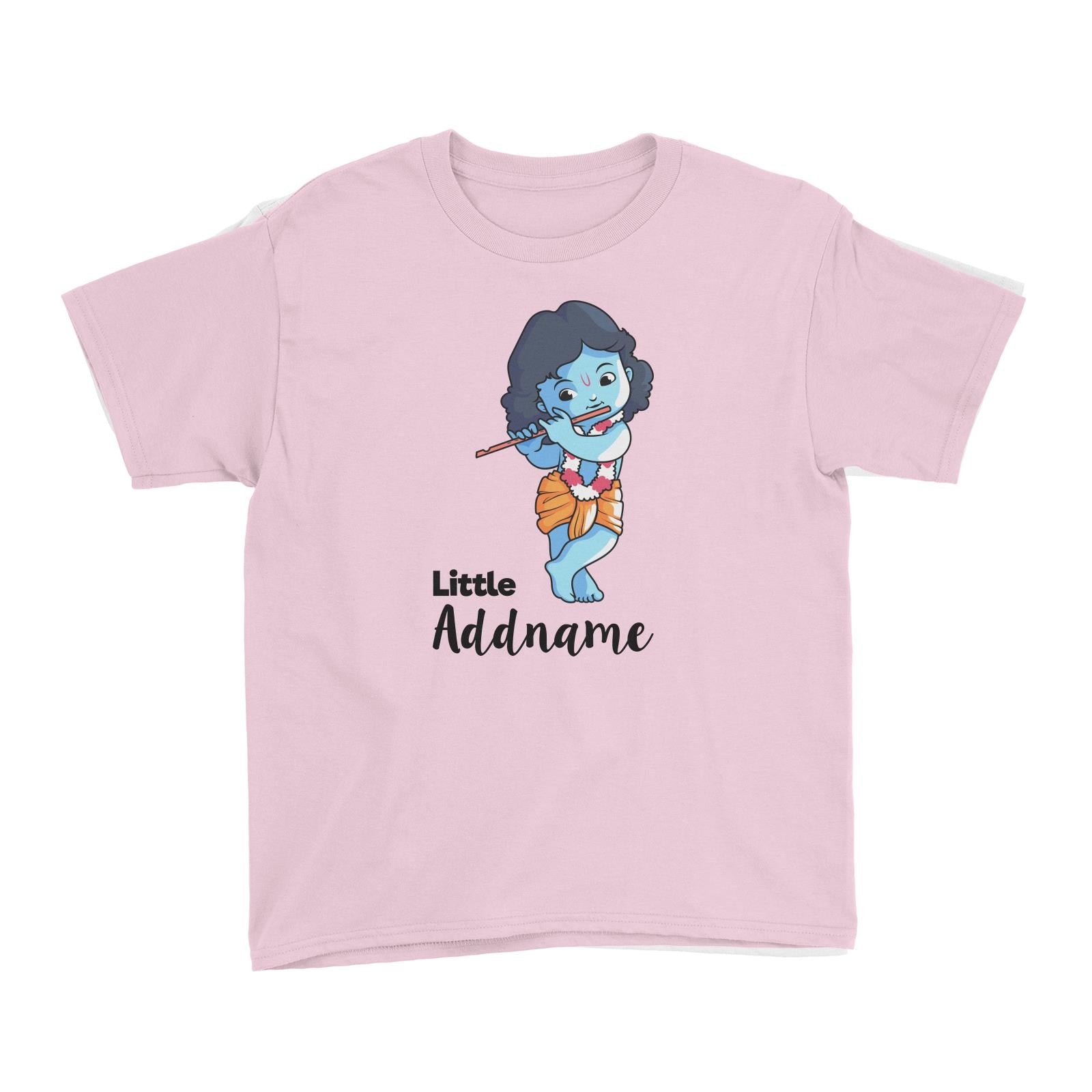 Cute Krishna With Flower Garland Playing Flute Little Addname Kid's T-Shirt