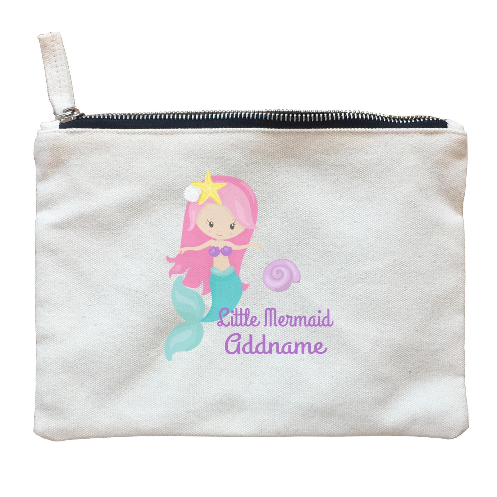 Little Mermaid Upright with Seashell Addname Zipper Pouch