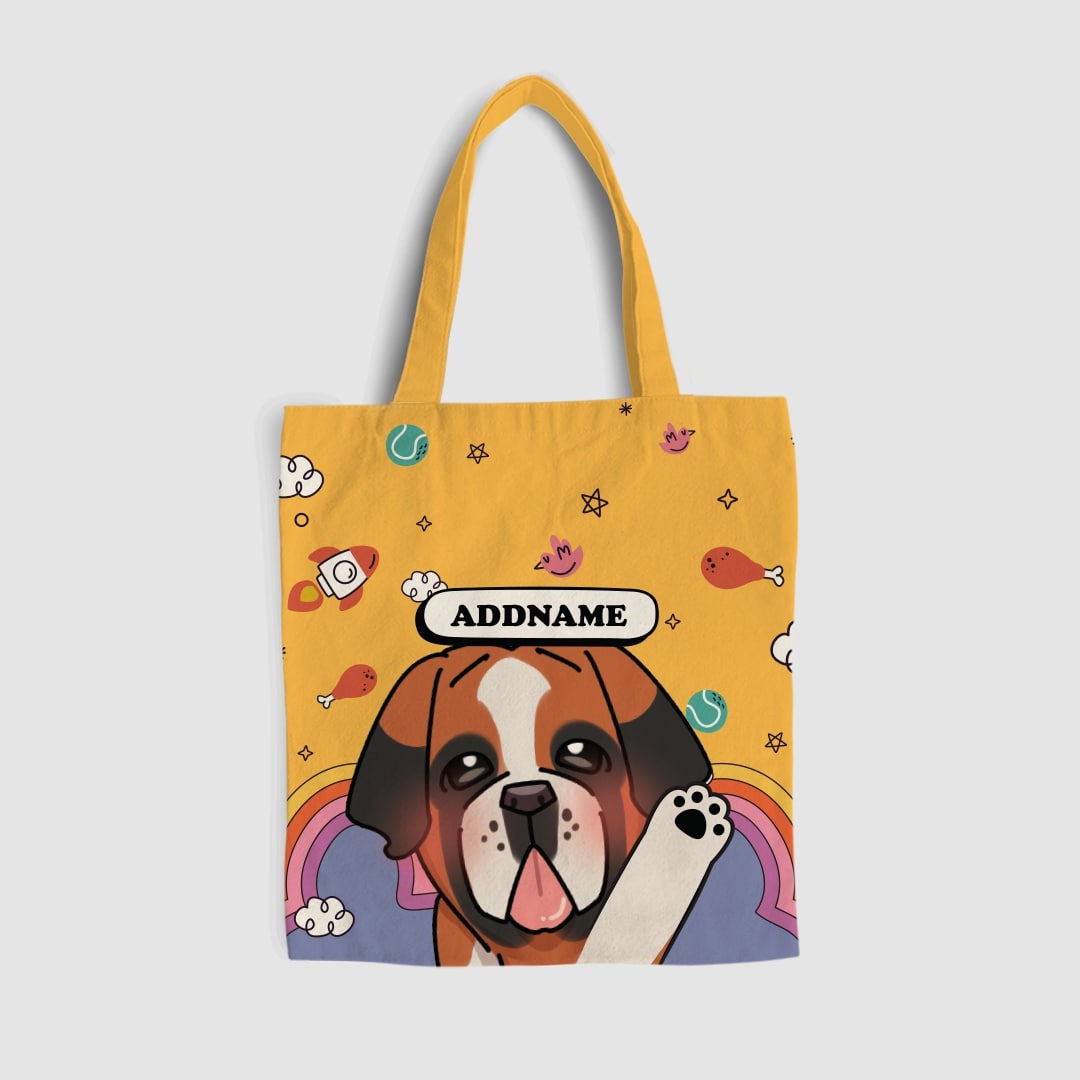 Paw Print Series Full Print Tote Bag - Saint Benard