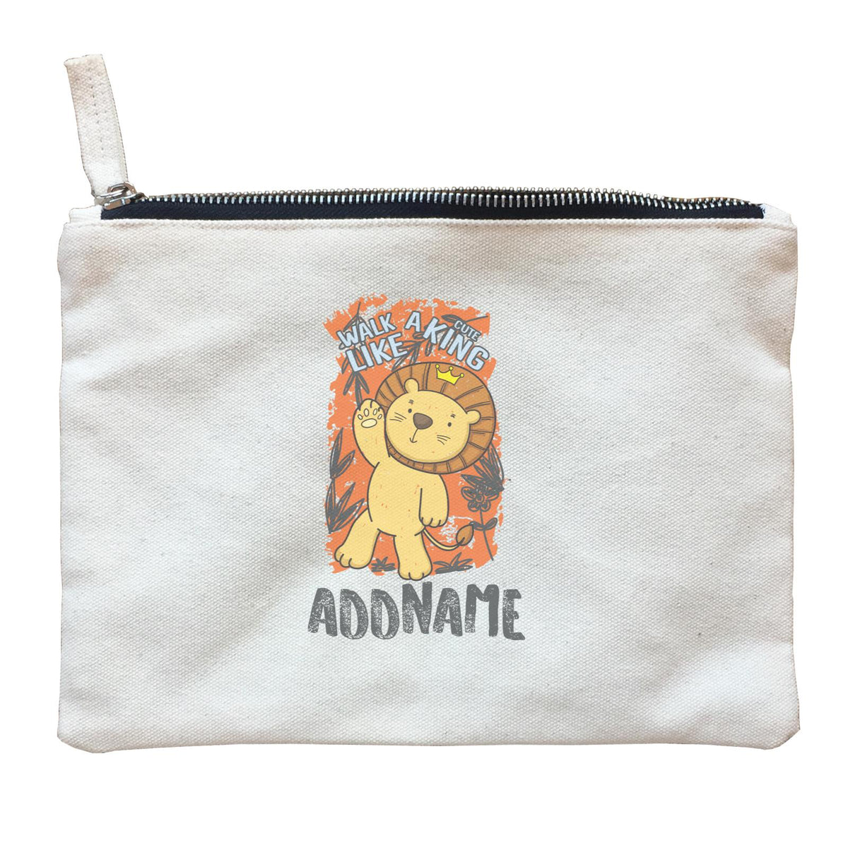 Cool Cute Animals Lion Walk Like A Cute King Addname Zipper Pouch