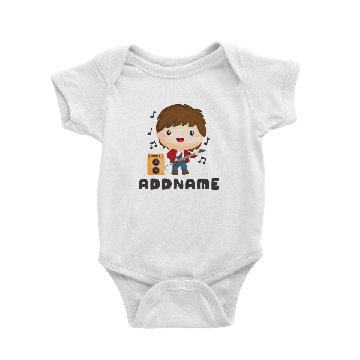 Birthday Music Band Boy Playing Bass Addname Baby Romper