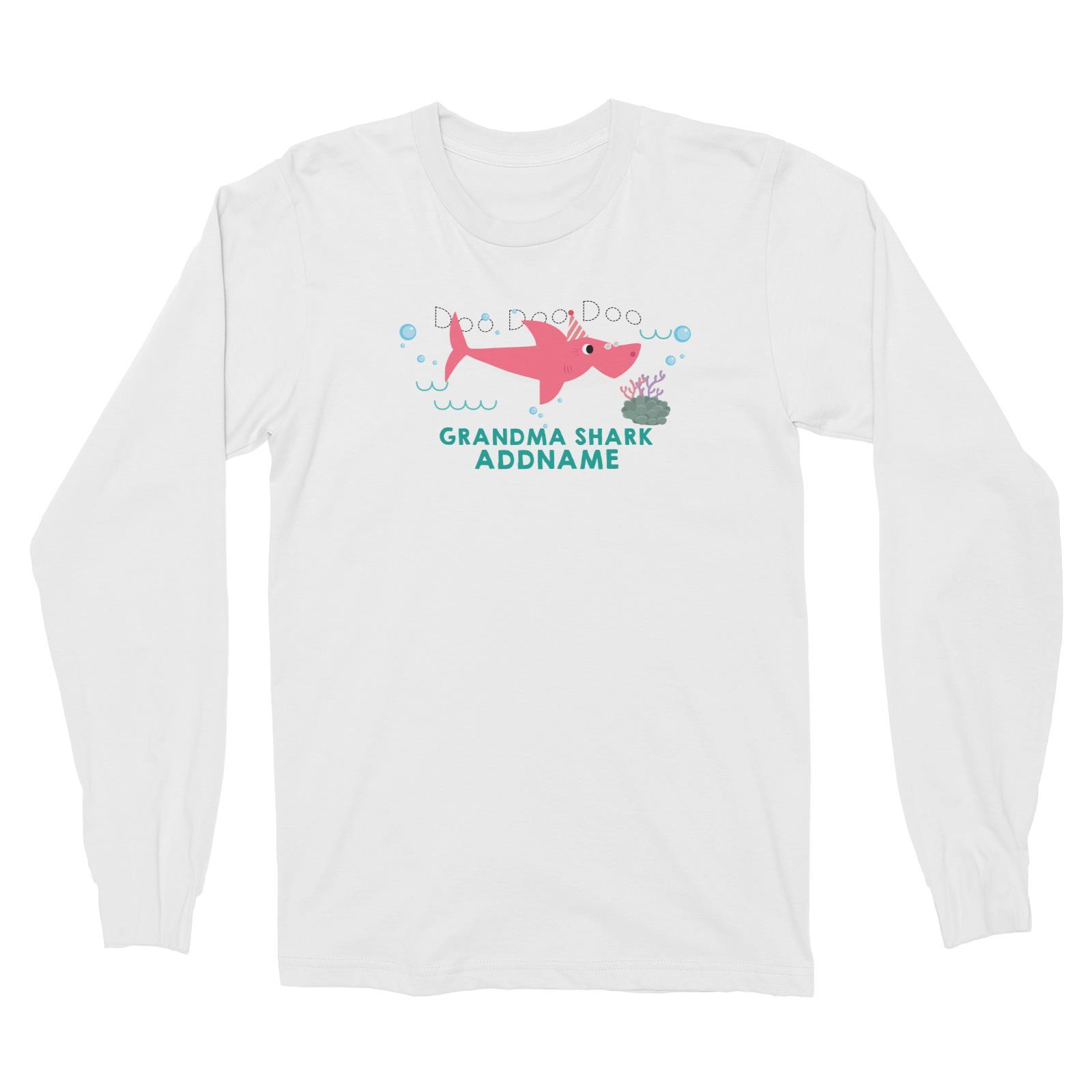 Grandma Shark Birthday Theme Addname Long Sleeve Unisex T-Shirt