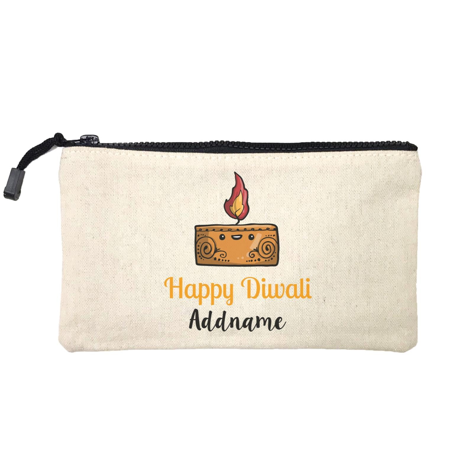 Cute Rectangle Diyas Happy Diwali Addname Mini Accessories Stationery Pouch