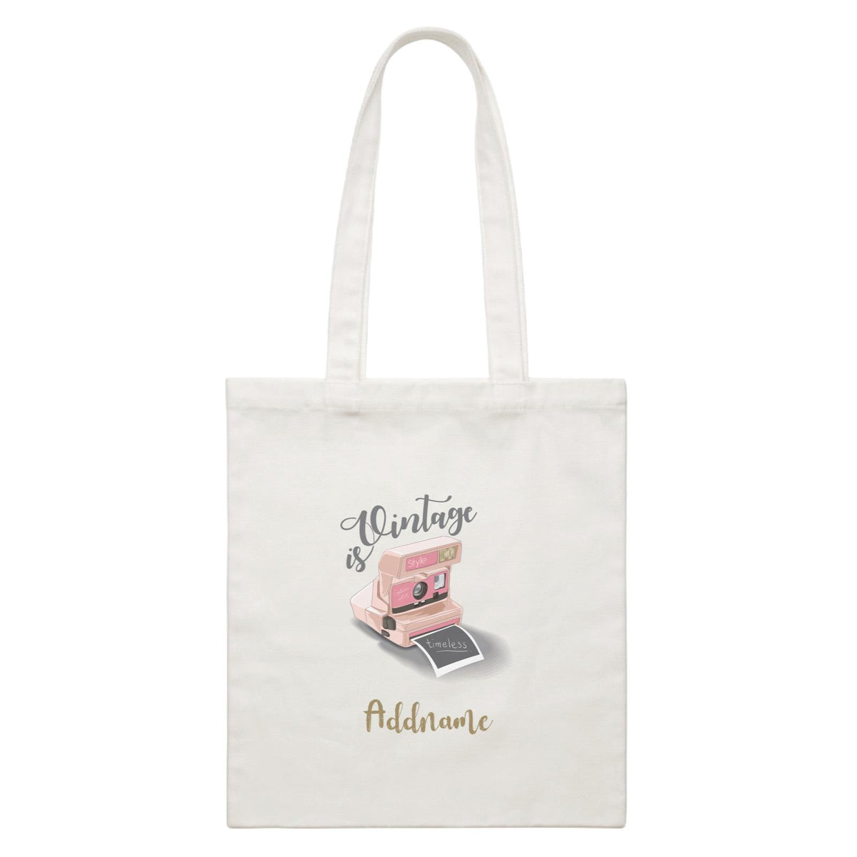 Vintage Gadgets Vintage Is Timeless Polaroid Camera With Addname White Canvas Bag