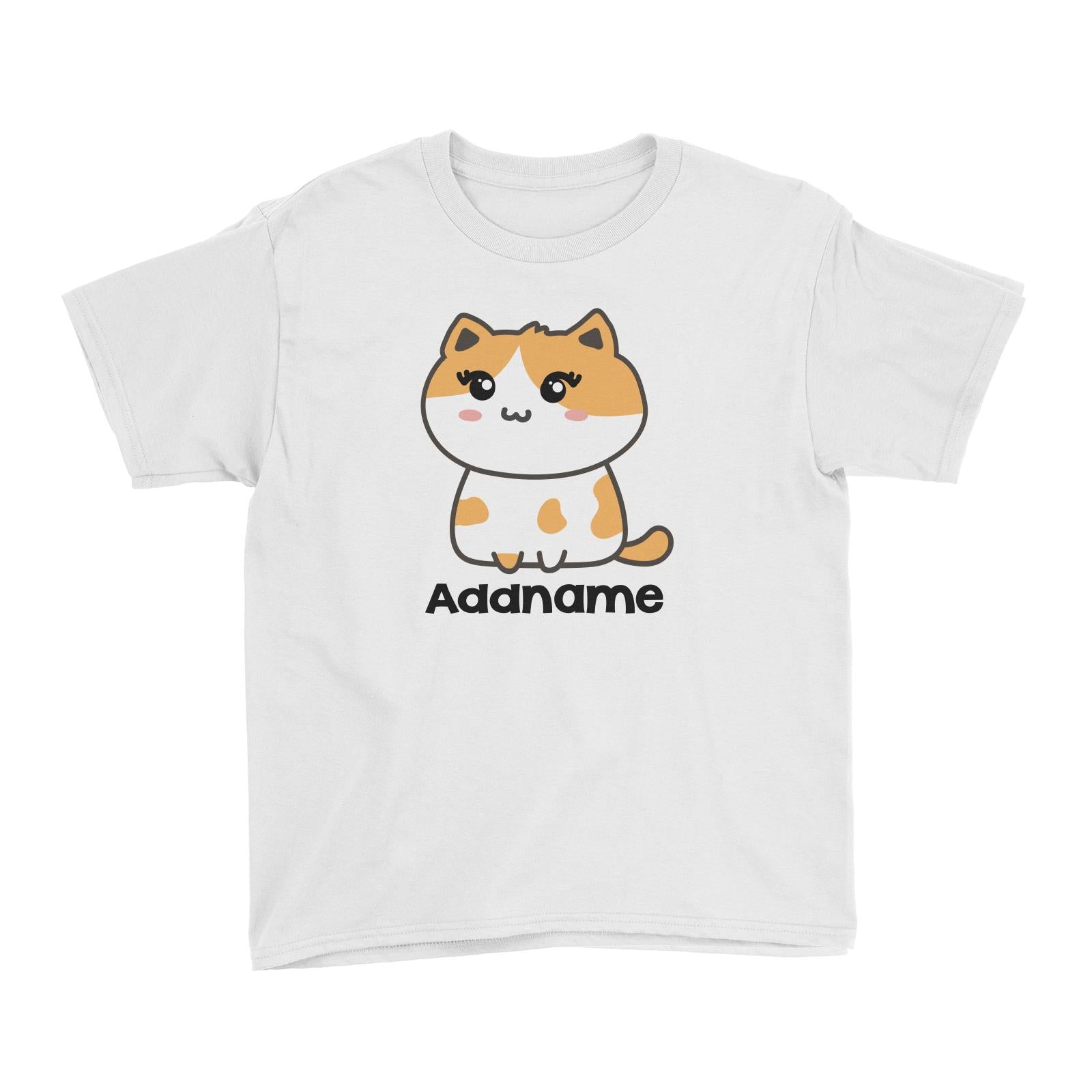 Drawn Adorable Cats White & Yellow Addname Kid's T-Shirt