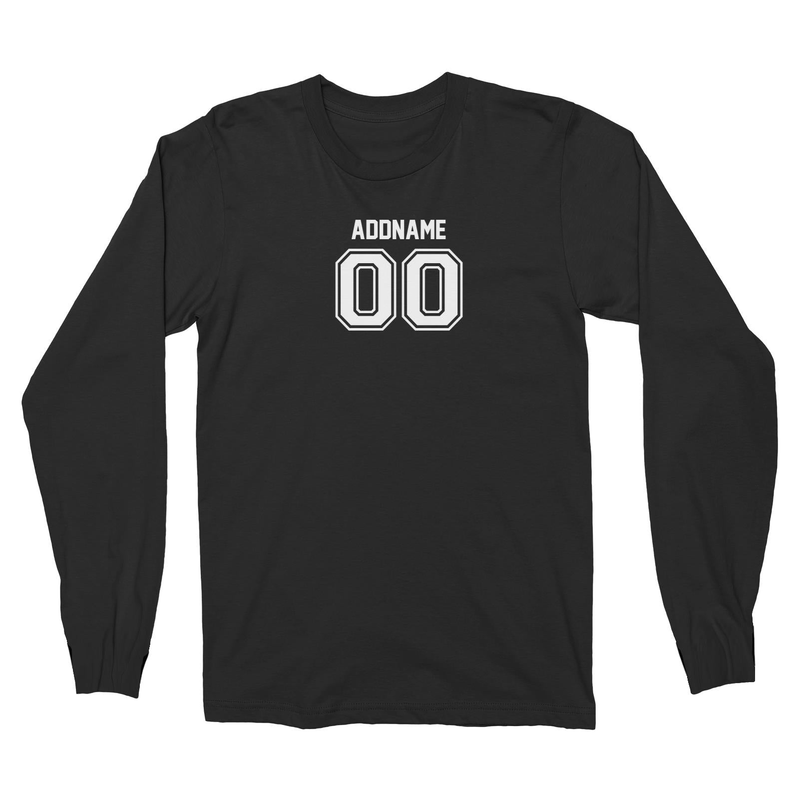 Adults Jersey Font With Name and Number Long Sleeve Unisex T-Shirt