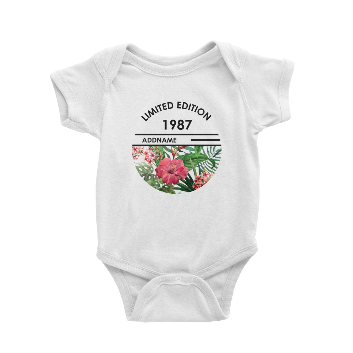 Limited Edition With Bunga Raya Personalizable with Name and Year Baby Romper