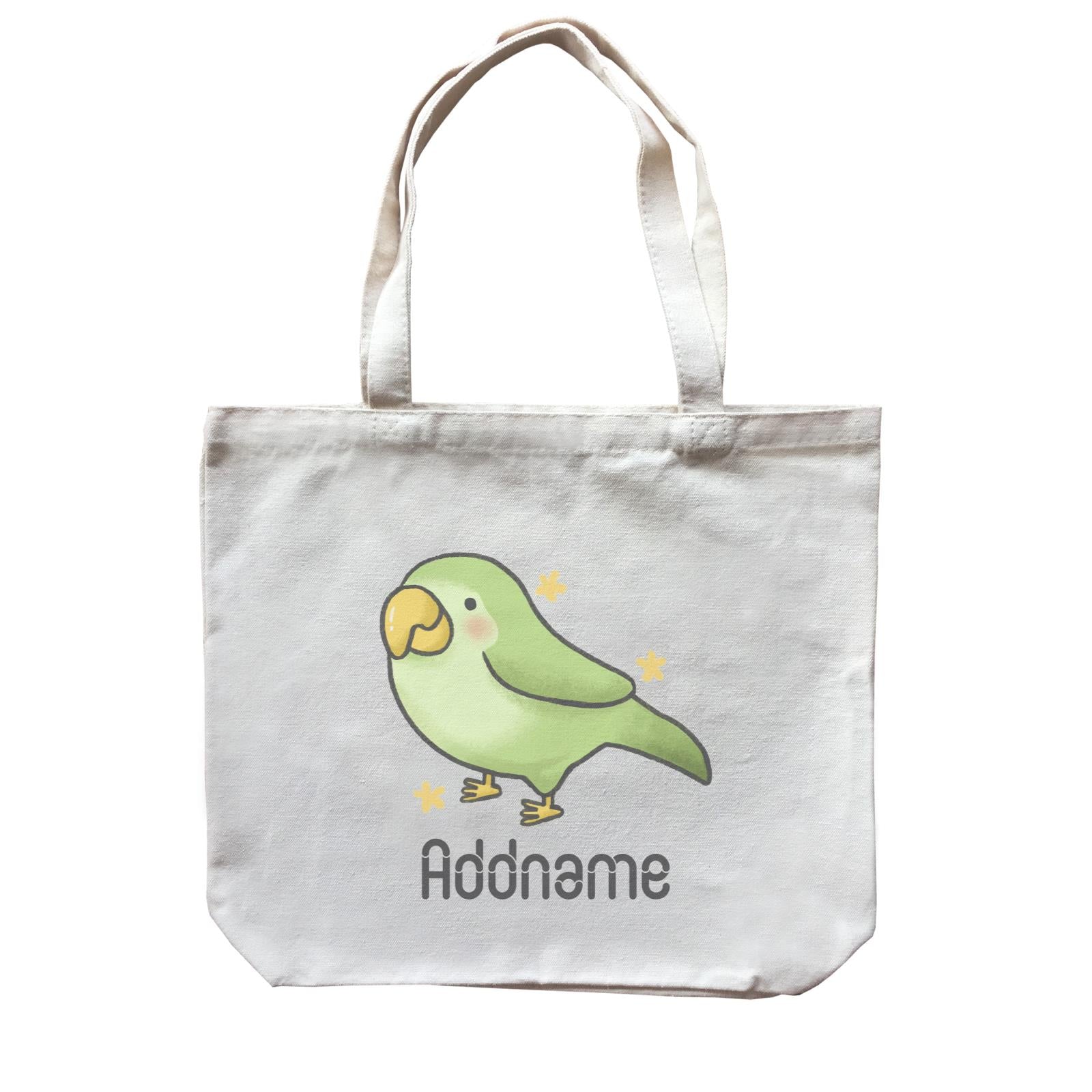 Cute Hand Drawn Style Parrot Addname Canvas Bag