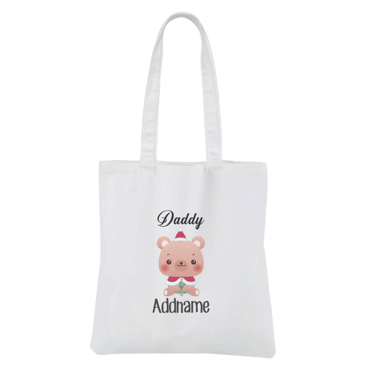 Christmas Cute Animal Series Daddy Bear White Canvas Bag