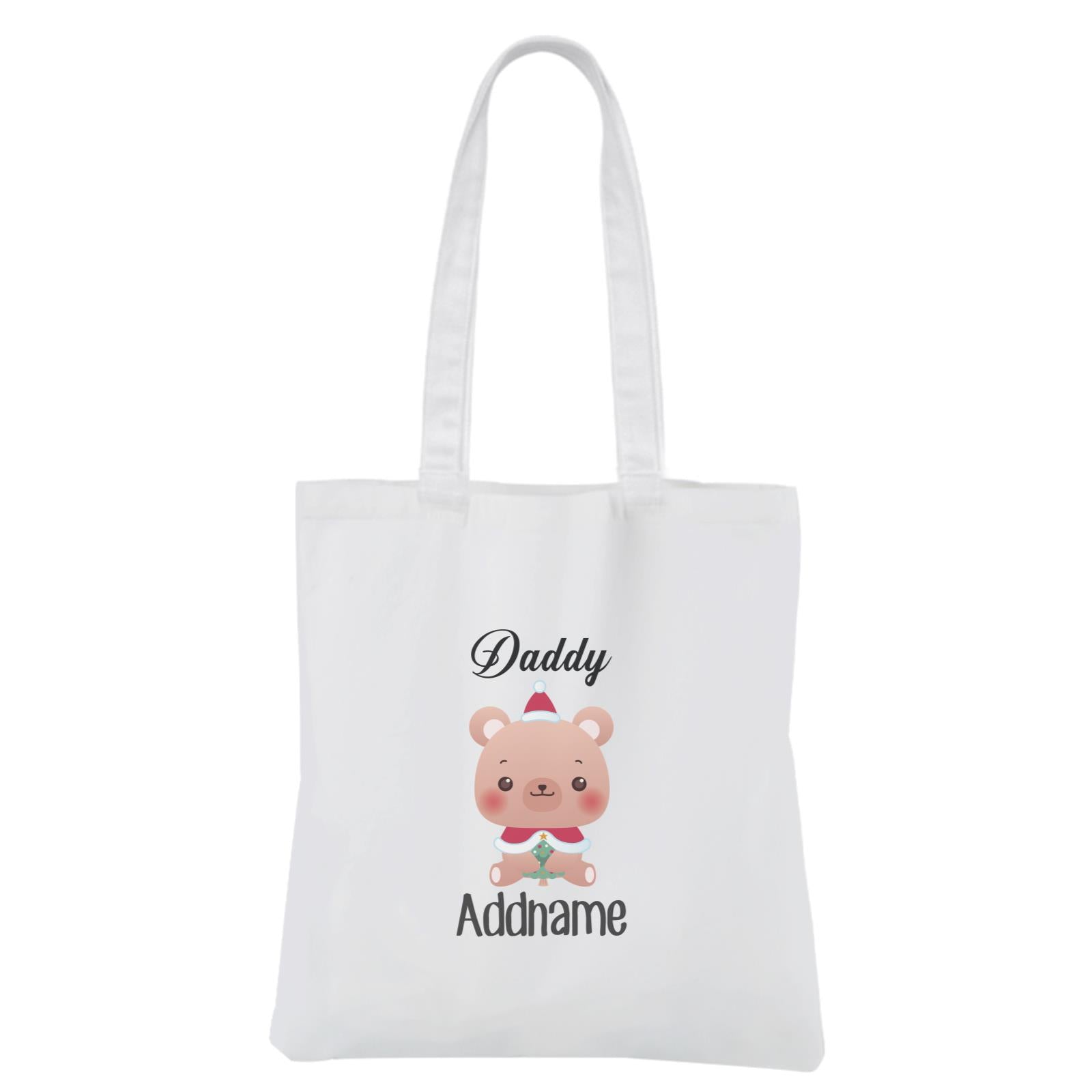 Christmas Cute Animal Series Daddy Bear White Canvas Bag