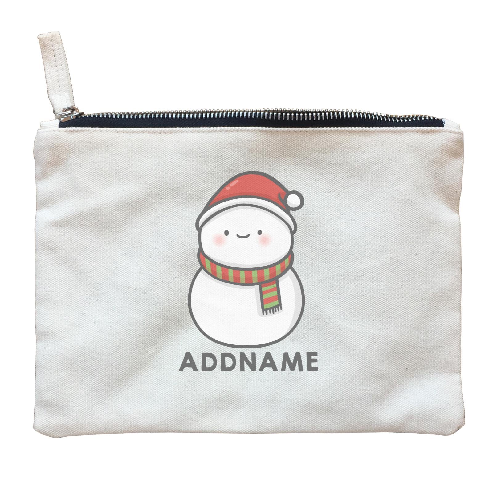 Xmas Cute Snowman Facing Foward Addname Zipper Pouch