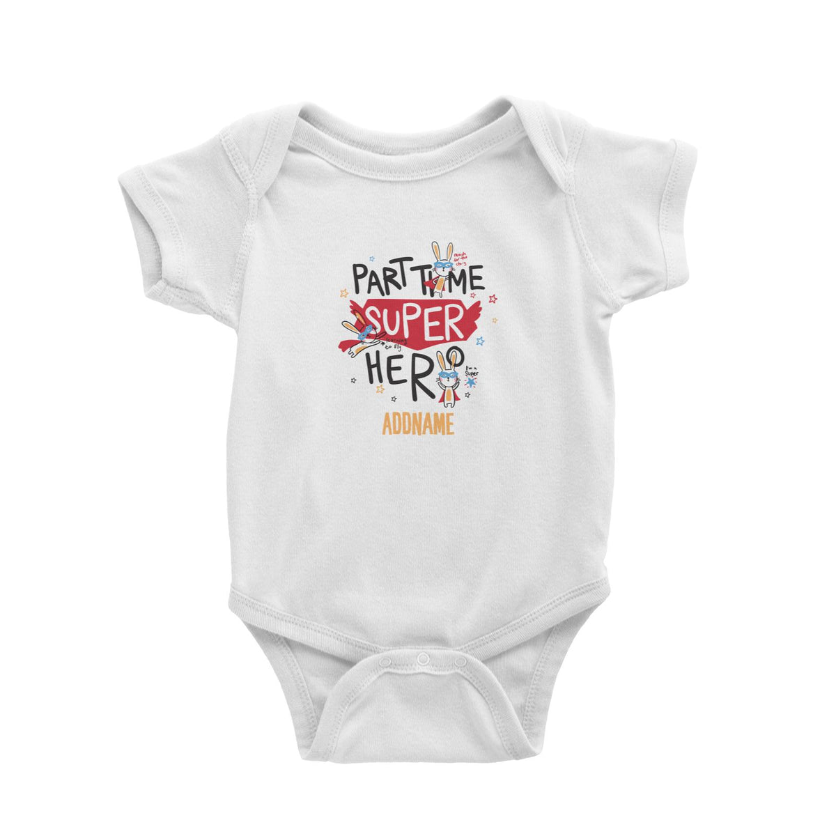 Cool Vibrant Series Part Time Super Hero Addname Baby Romper [SALE]