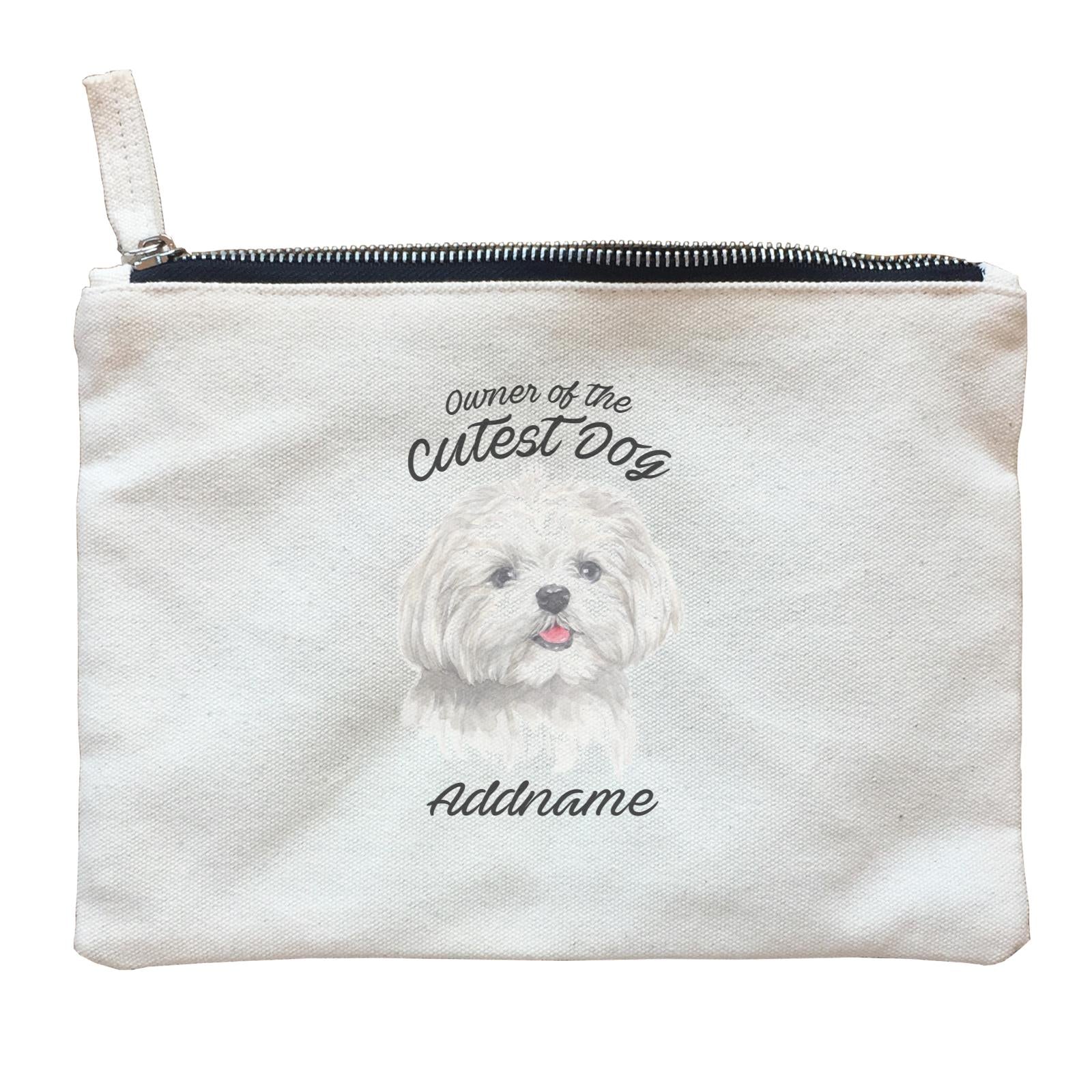 Watercolor Dog Owner Of The Cutest Dog Maltese Addname Zipper Pouch