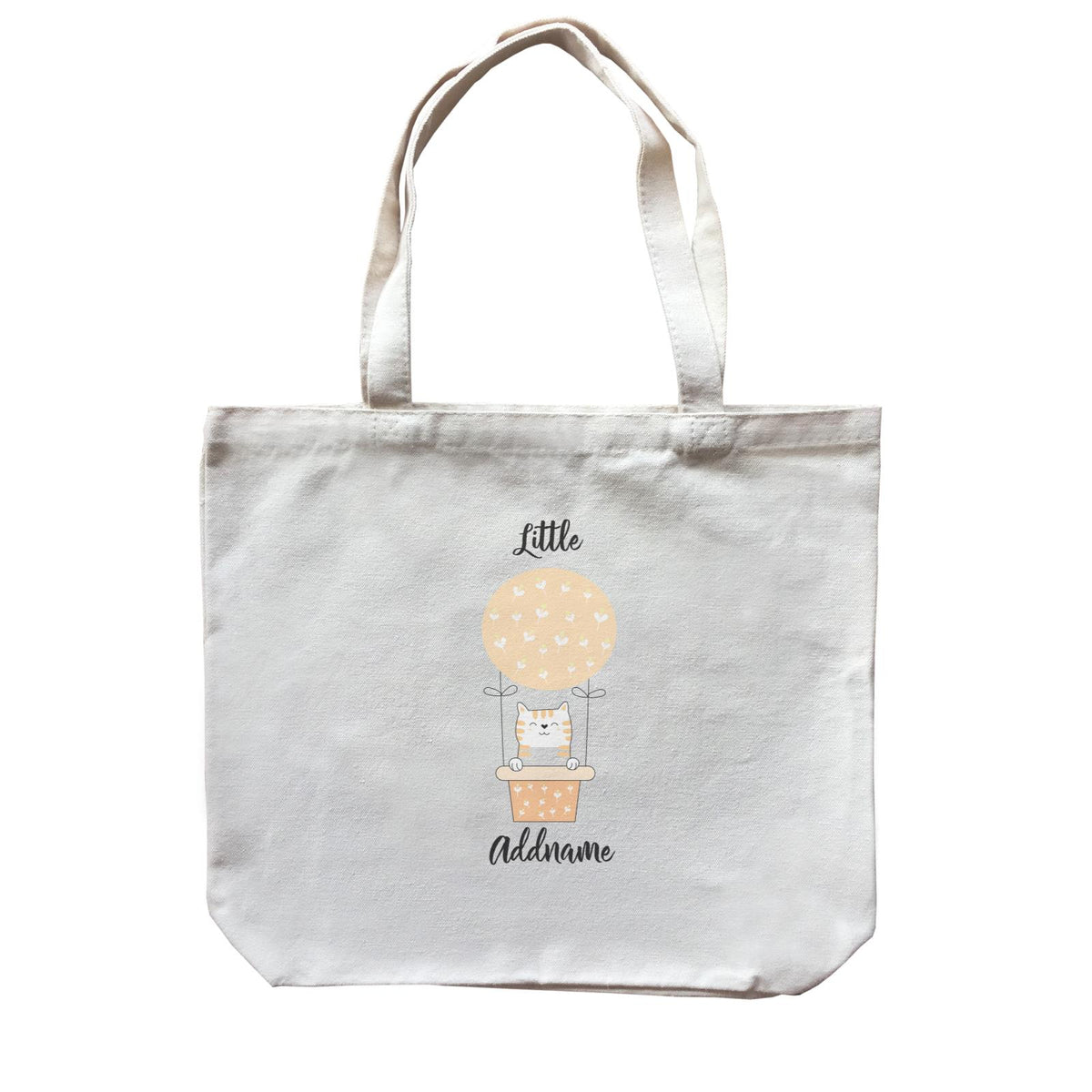 Cute Air Balloon with Brown Cat Addname Canvas Bag