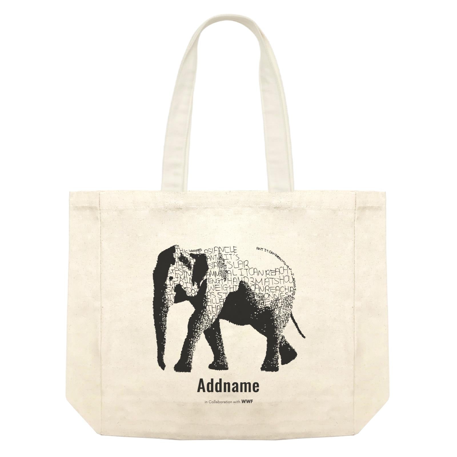 Hand Written Animals Asiatic Elephant By ArtC Addname Shopping Bag