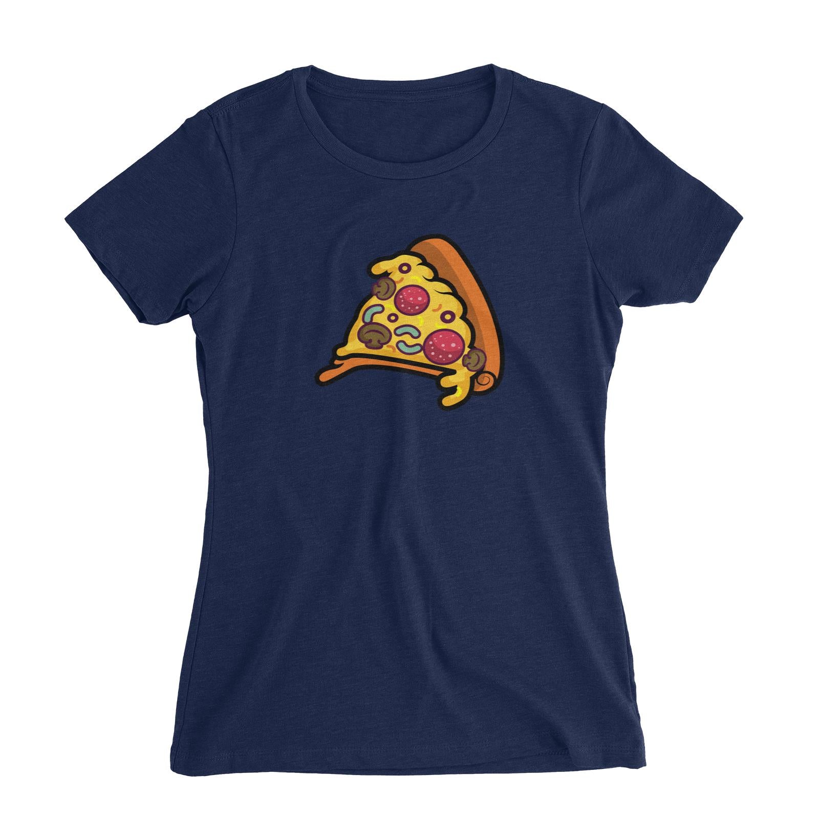Fast Food Pizza Slice Women's Slim Fit T-Shirt  Matching Family Comic Cartoon