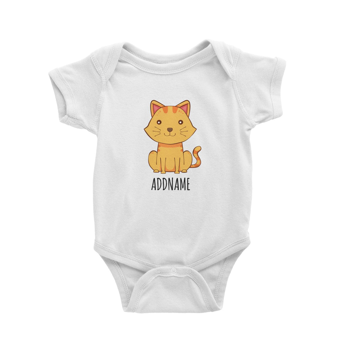 Cartoon Sitting Cat White White Baby Romper
