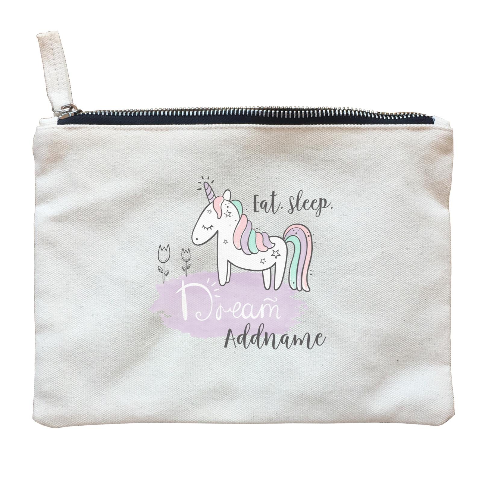 Drawn Dreamy Elements Unicorn Eat Sleep Dream Addname Zipper Pouch