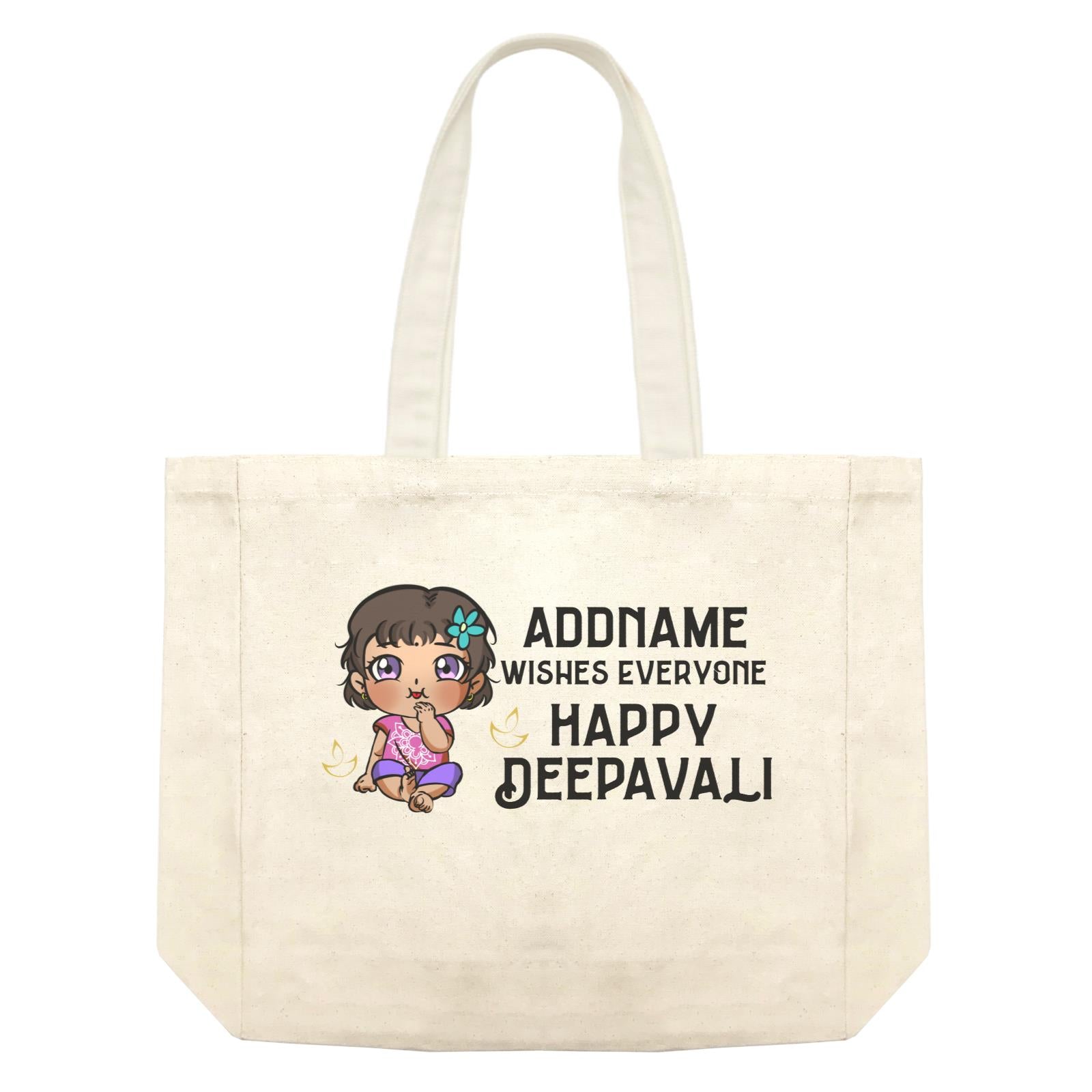 Deepavali Chibi Baby Girl Front Addname Wishes Everyone Deepavali Shopping Bag