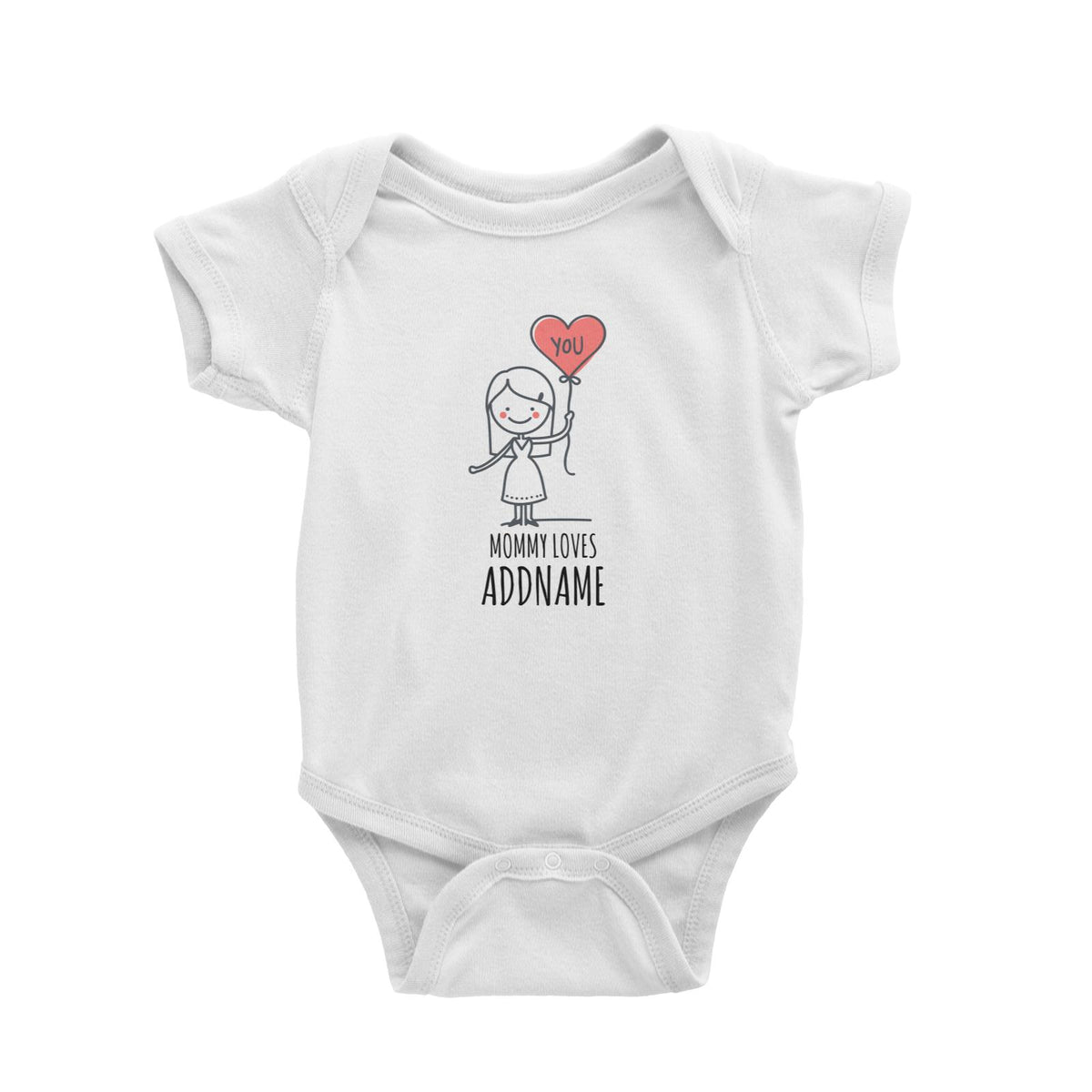 Mommy Loves Baby Doodle White White Baby Romper
