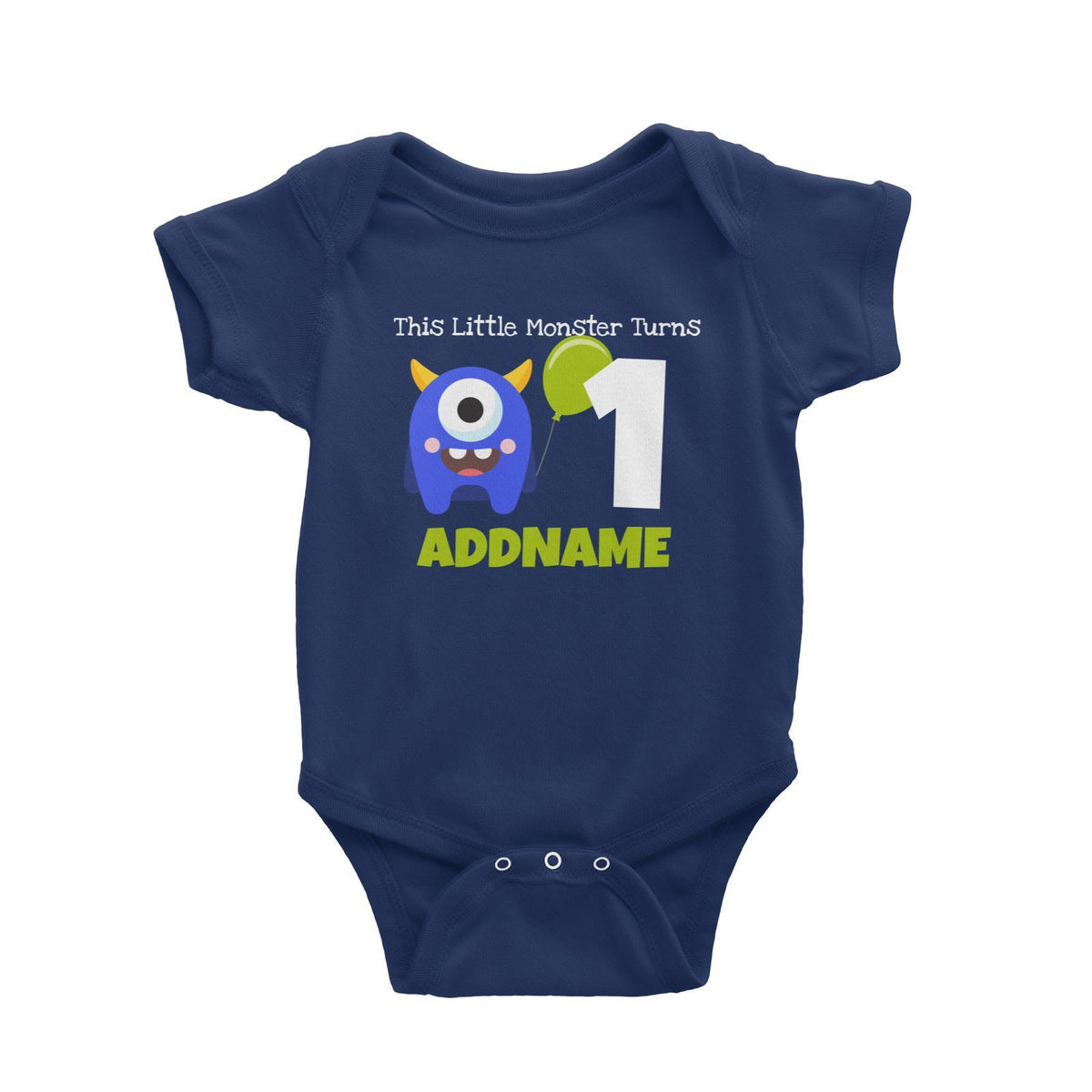 Blue Monster Birthday Theme Personalizable with Name and Number Baby Romper