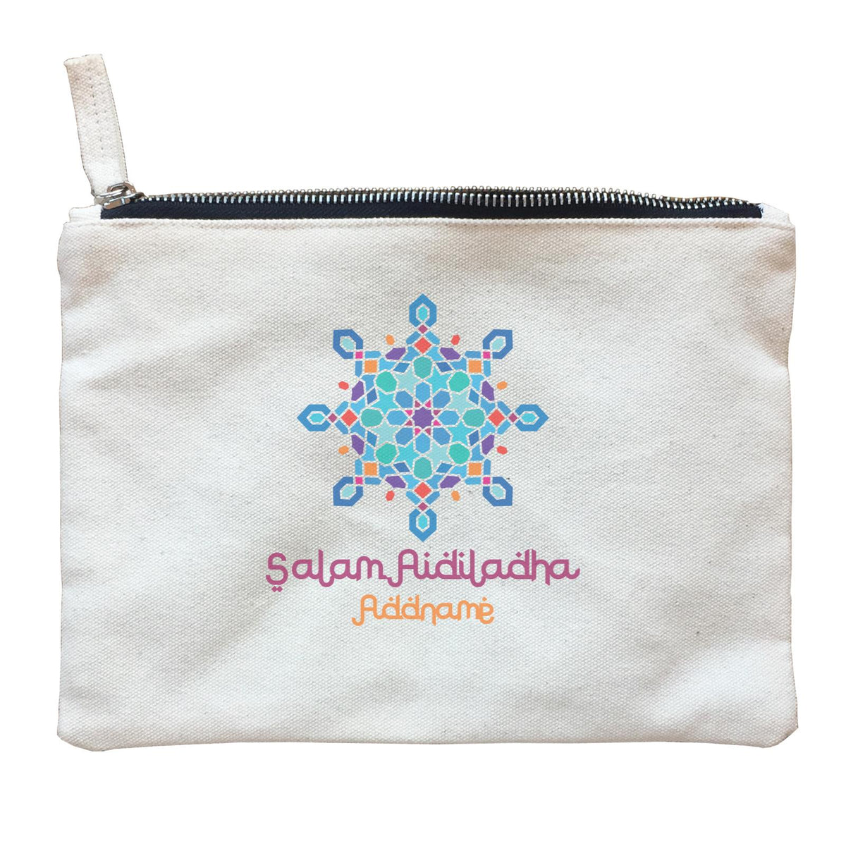 Salam Aidiladha Blue Motifs Addname Zipper Pouch