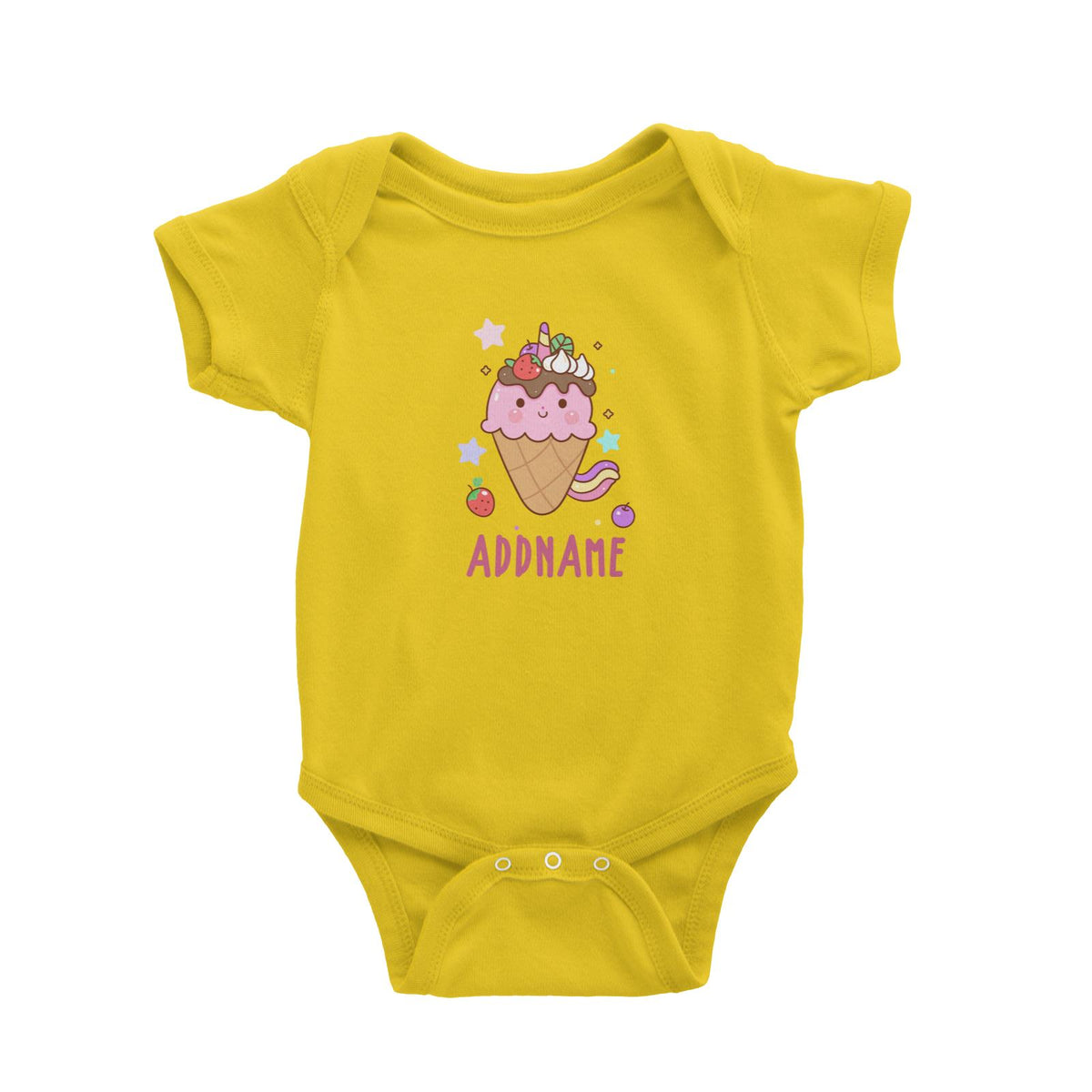 Unicorn And Princess Series Unicorn Ice Cream Addname Baby Romper