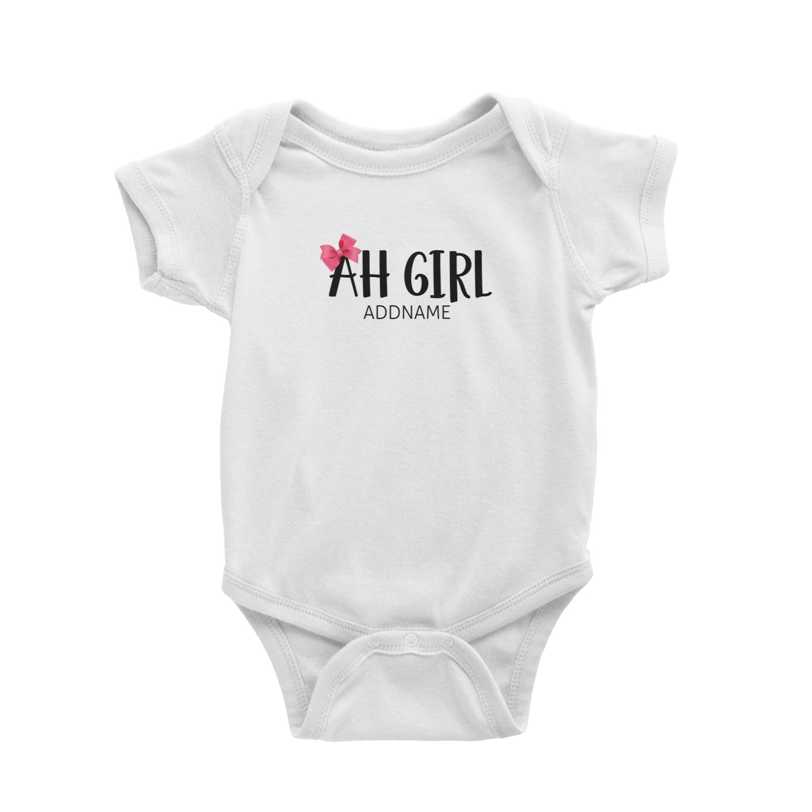 Ah Girl with Pink Ribbon Baby Romper