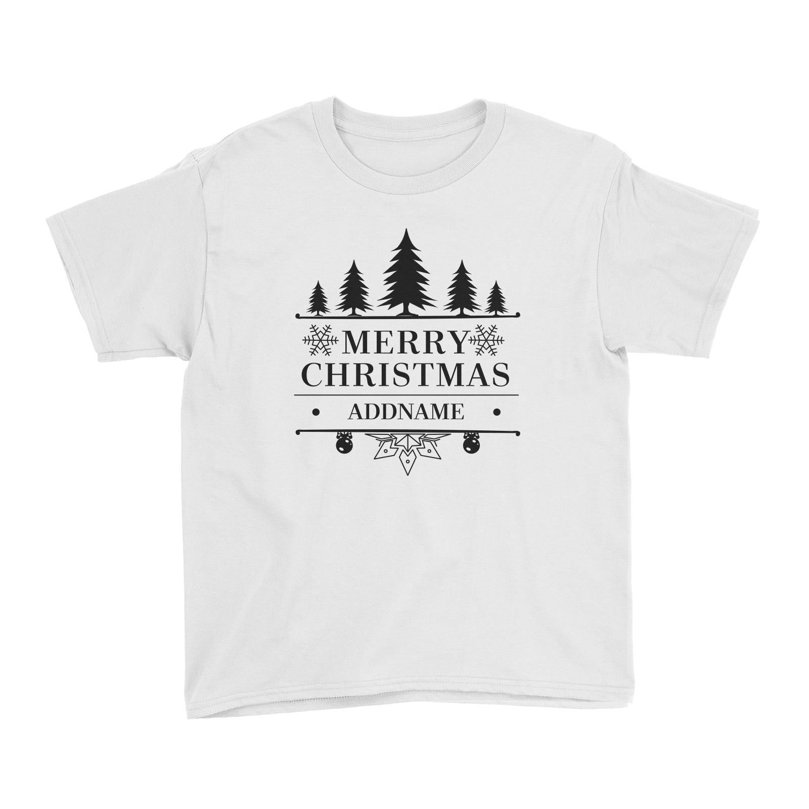 Christmas Merry Christmas Tree Addname Kid's T-Shirt