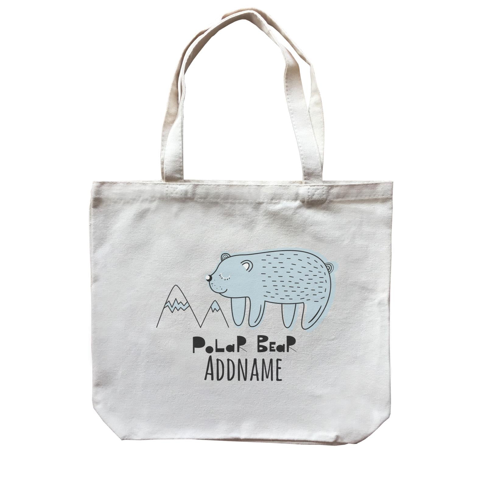 Drawn Adorable Animals Polar Bear Addname Canvas Bag