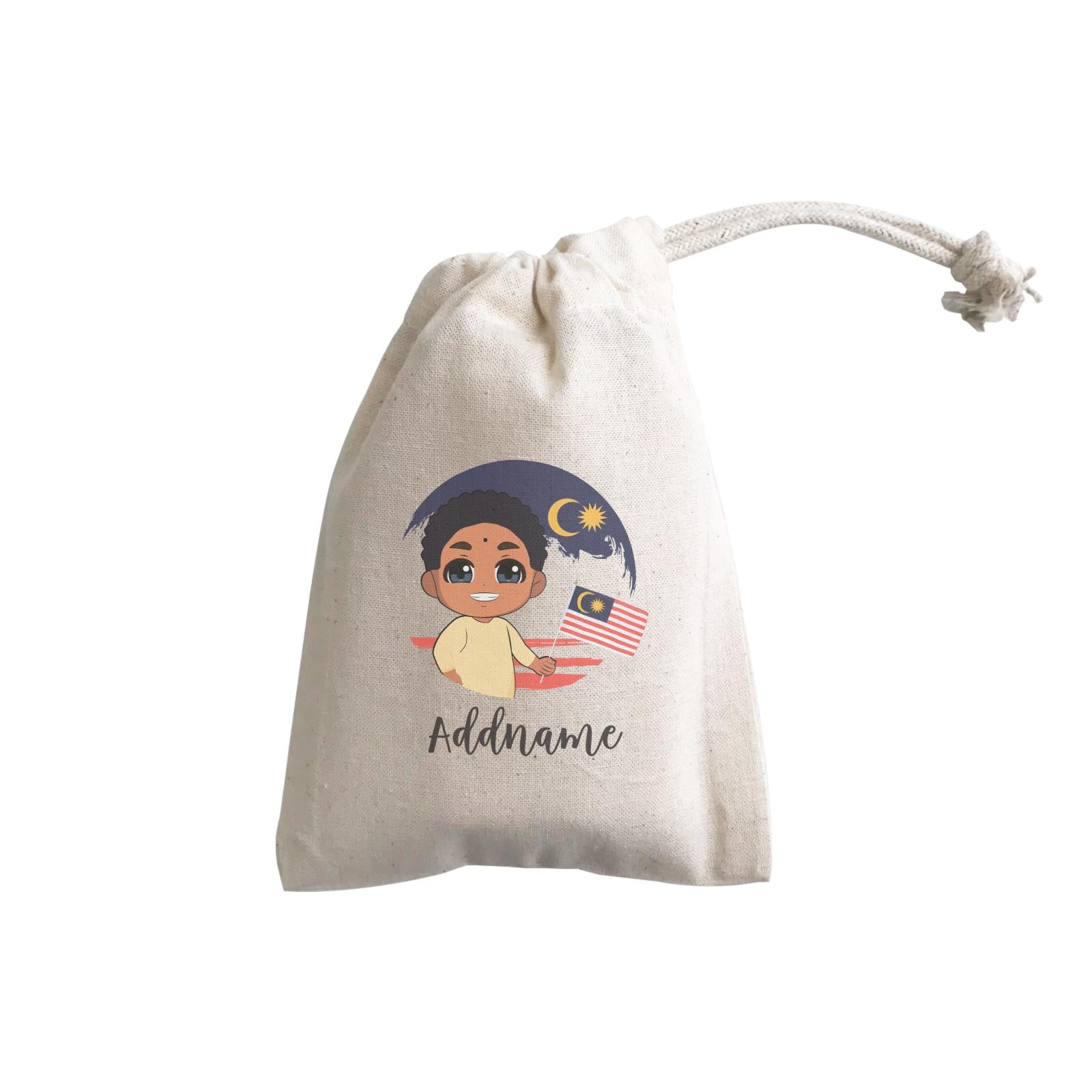 Merdeka Series Round Flag Indian Boy Addname GP Gift Pouch