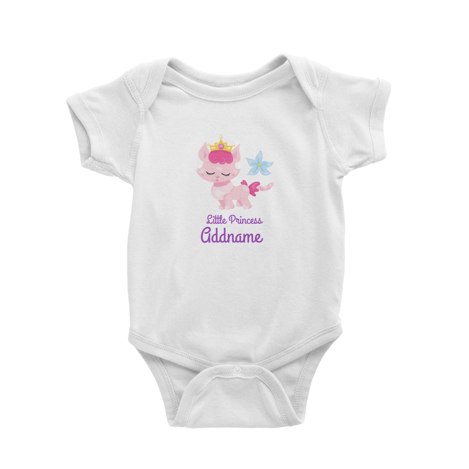 Little Princess Pets Pink Cat with Crown Addname White Baby Romper