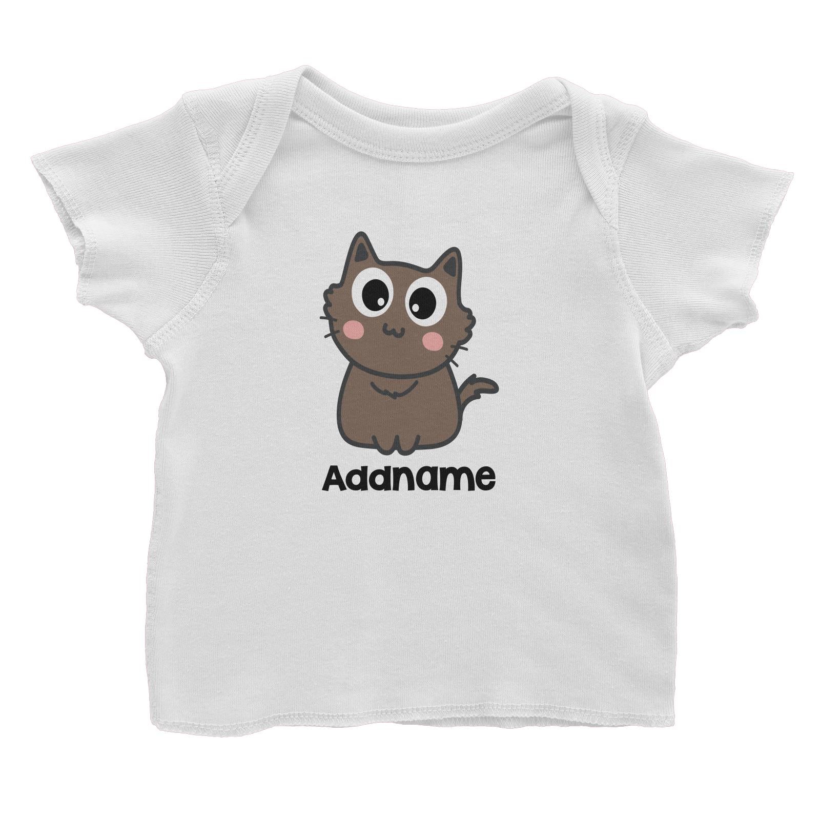 Drawn Adorable Cats Chocolate Addname Baby T-Shirt
